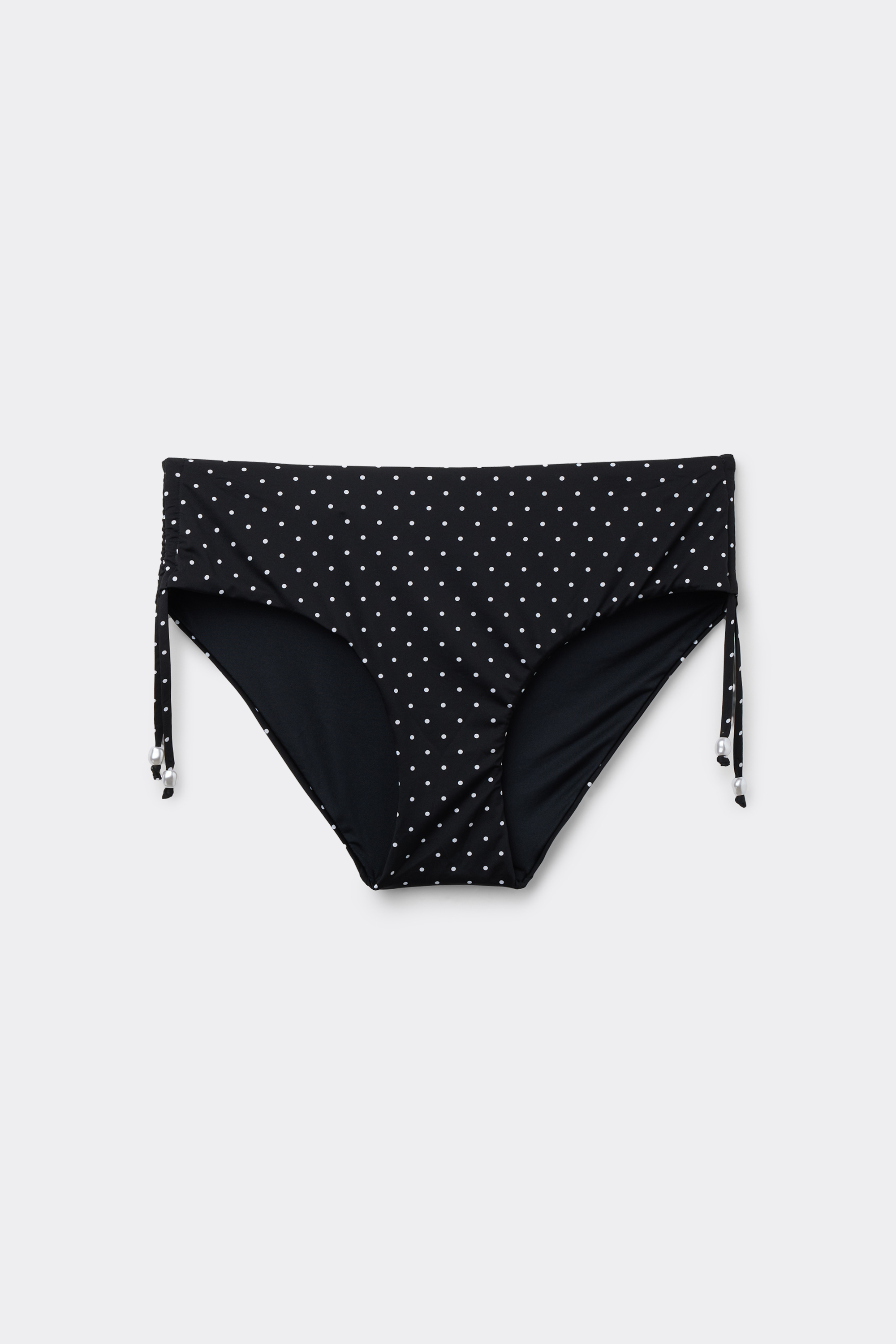 Polka Dot Bead High Bikini Bottoms with Gathering