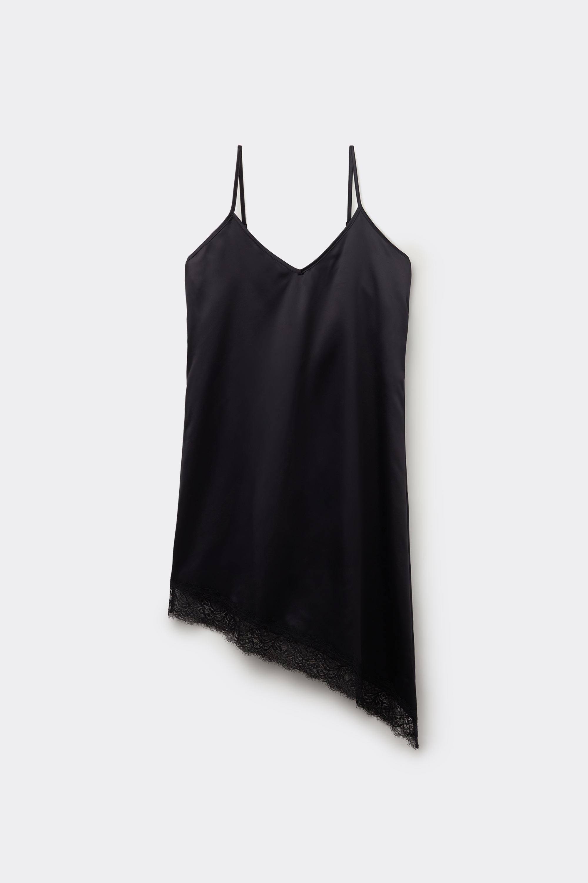 Asymmetric Satin and Lace Slip/Dress