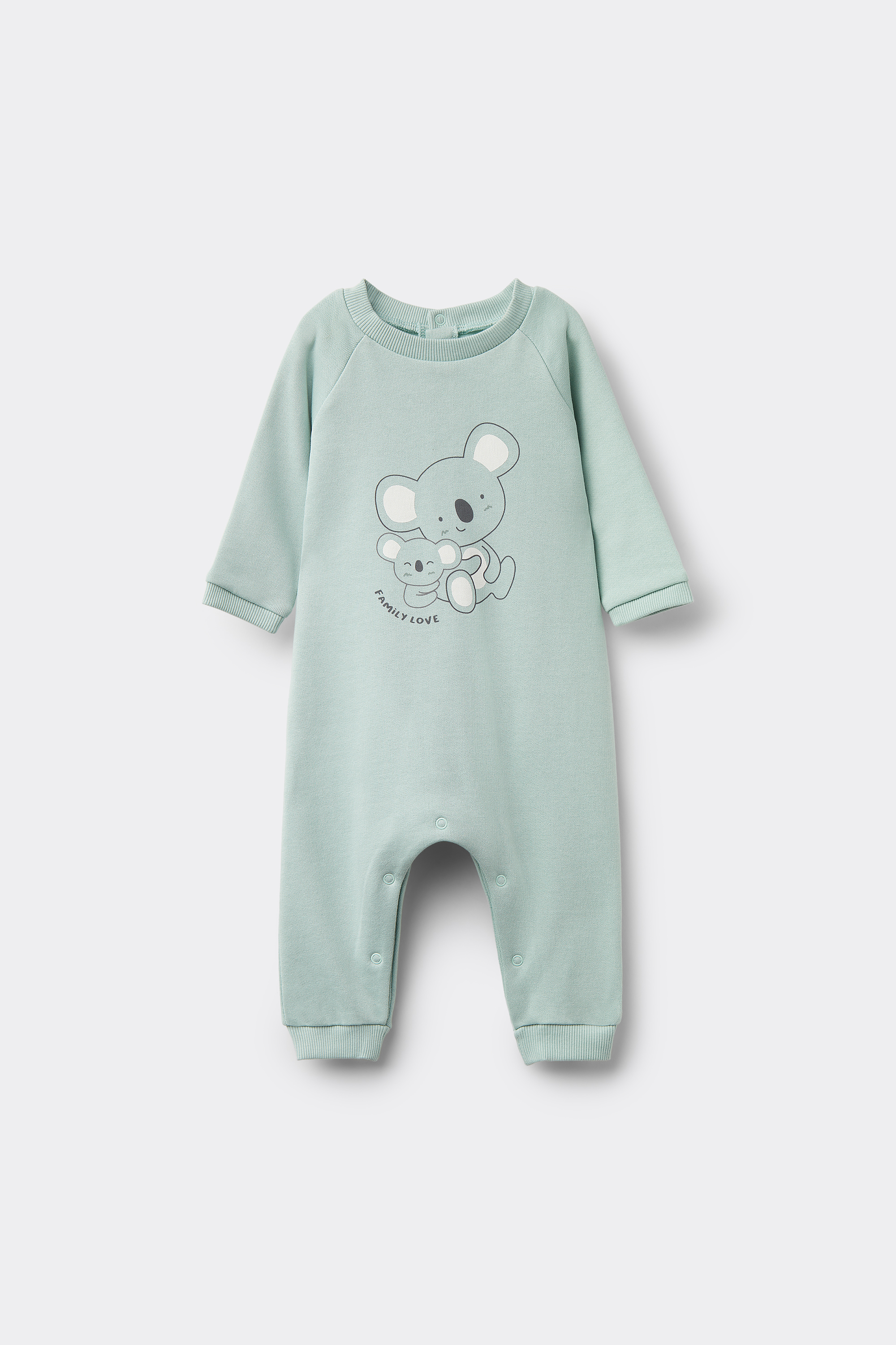 Baby Heavy Cotton Fleece Playsuit with Long Sleeves