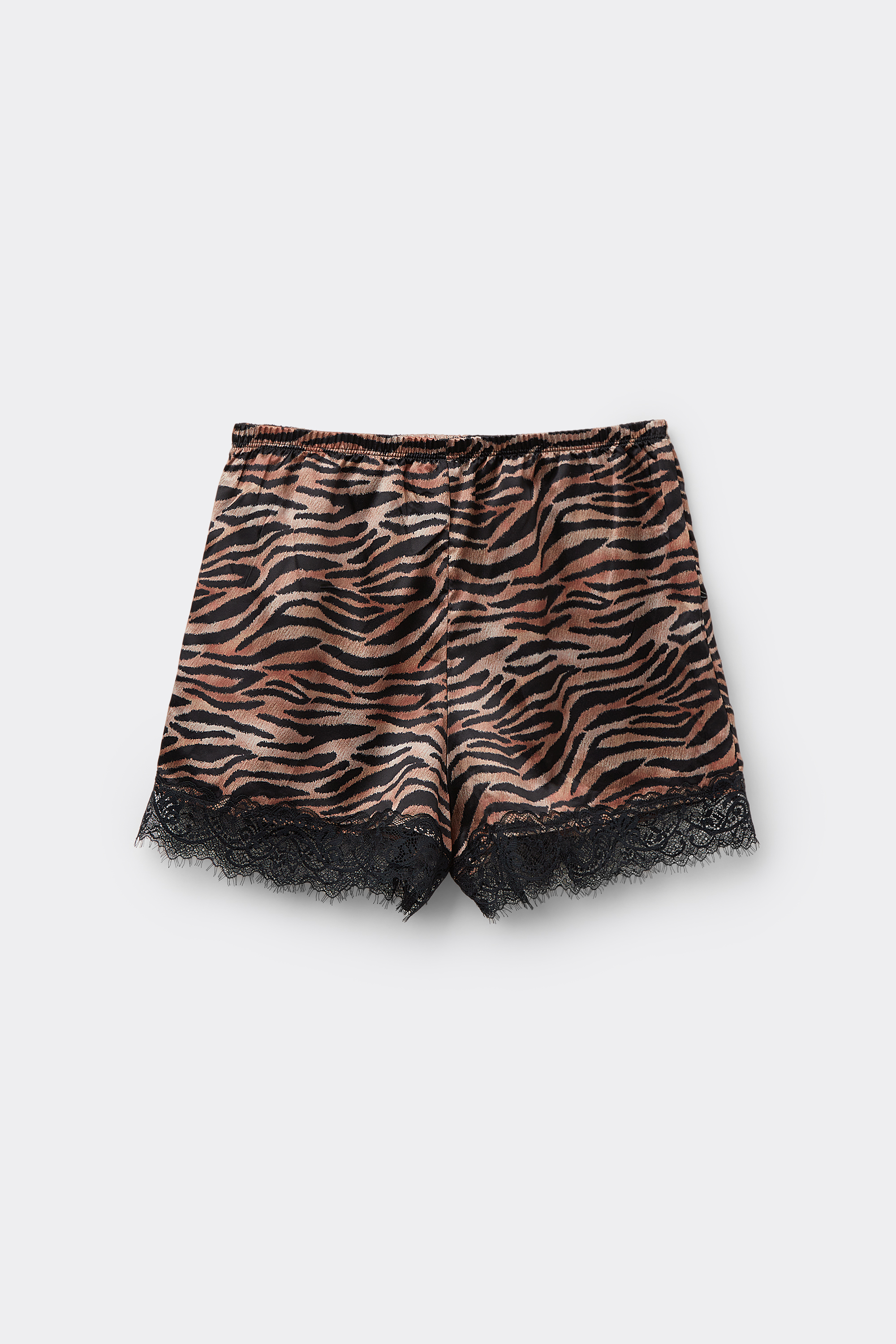 Printed Satin and Lace Shorts