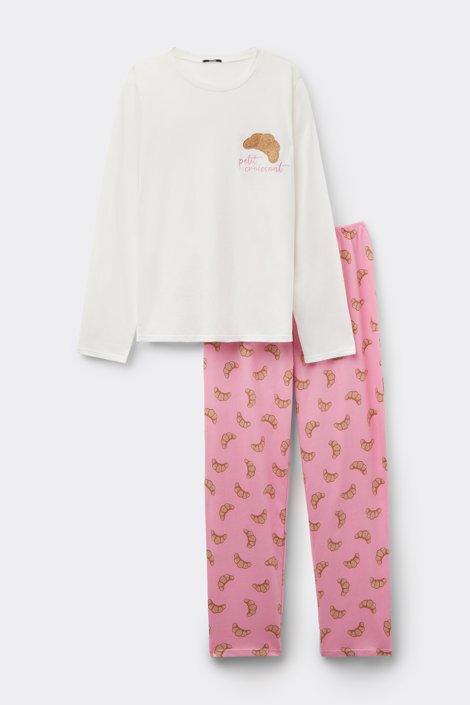 Croissant Patch Long Cotton Pyjamas