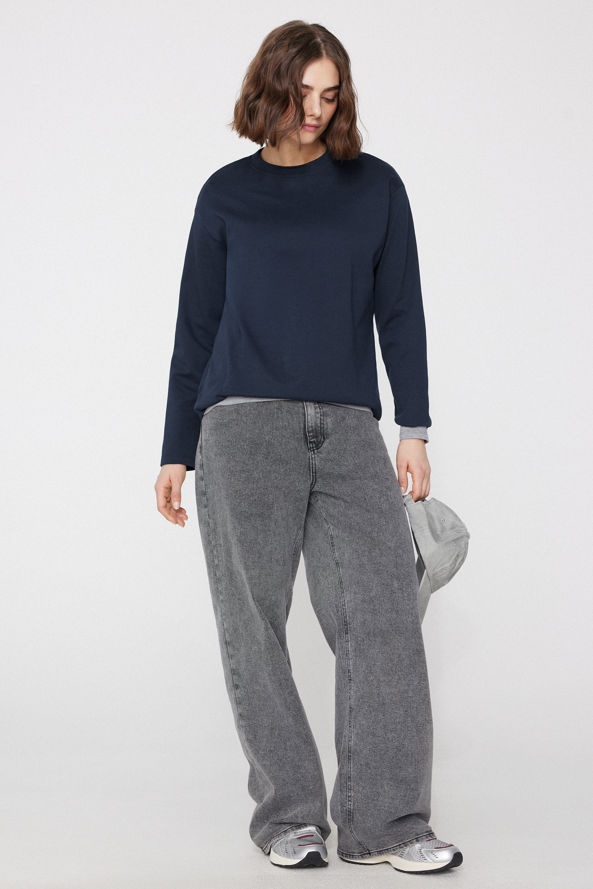 Maglia Maniche Lunghe Girocollo 100% Cotone Pesantezza Media