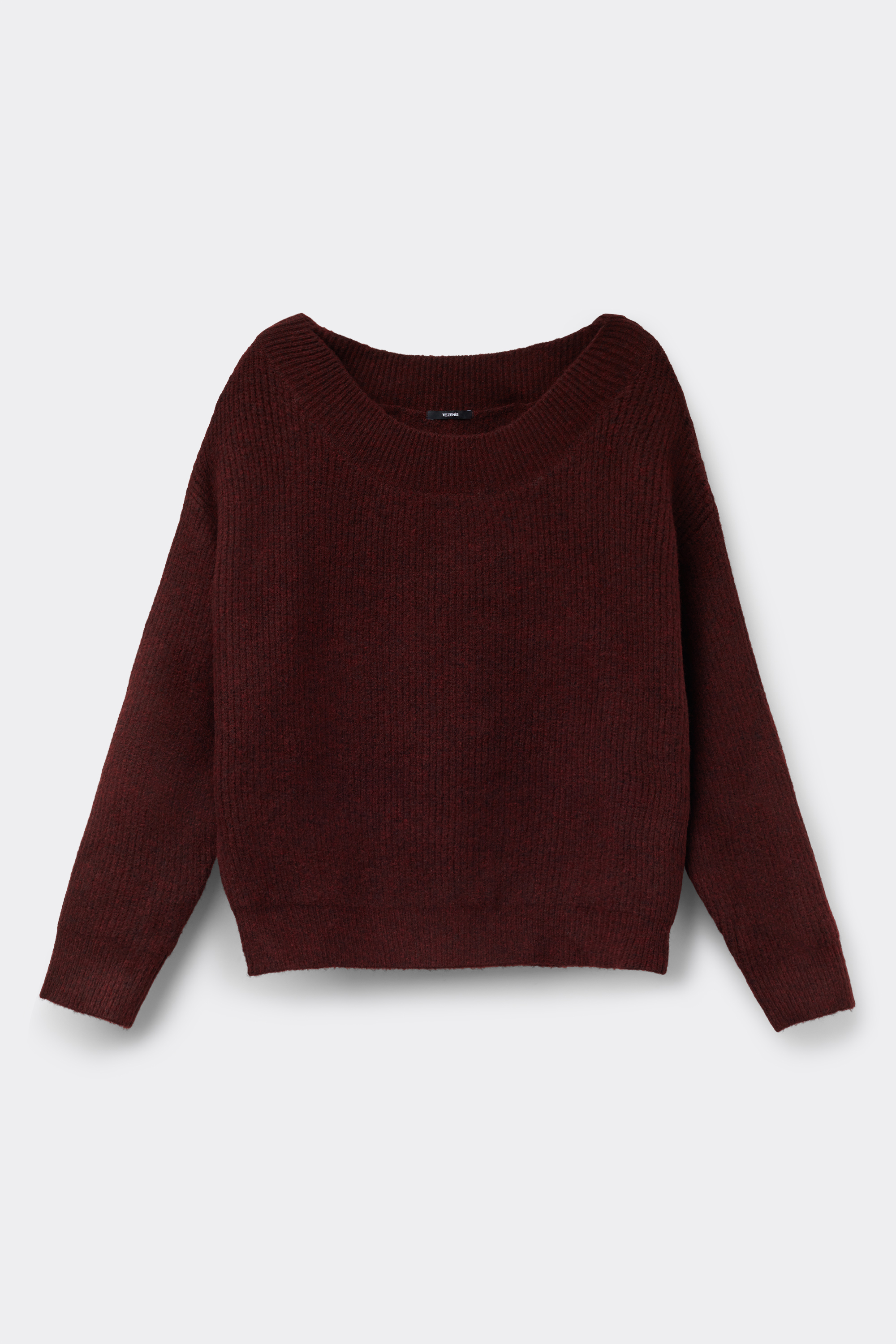Long-Sleeved Ribbed Boat Neck Sweater