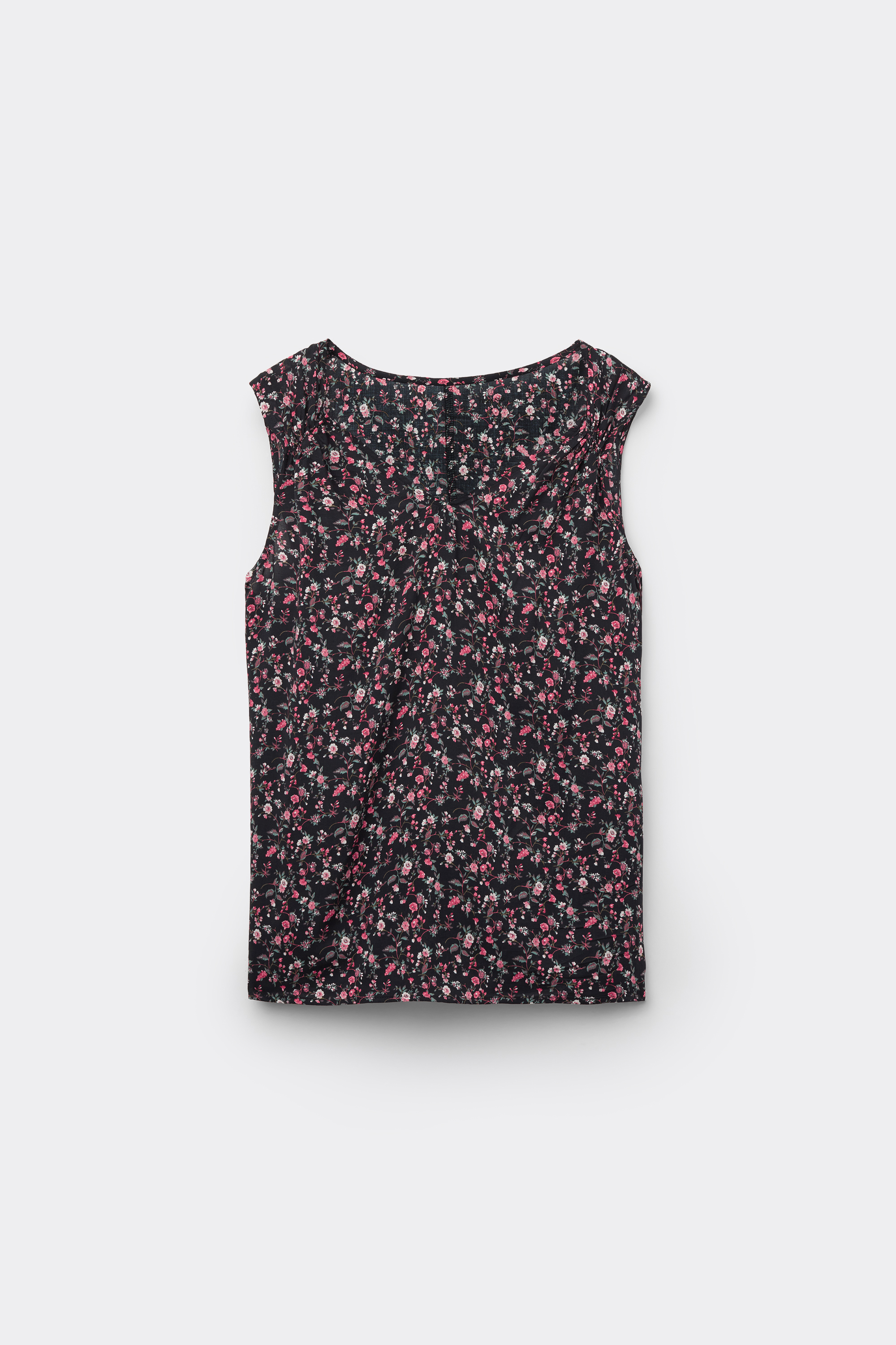 Wide-Strap Gathered Viscose Tank Top