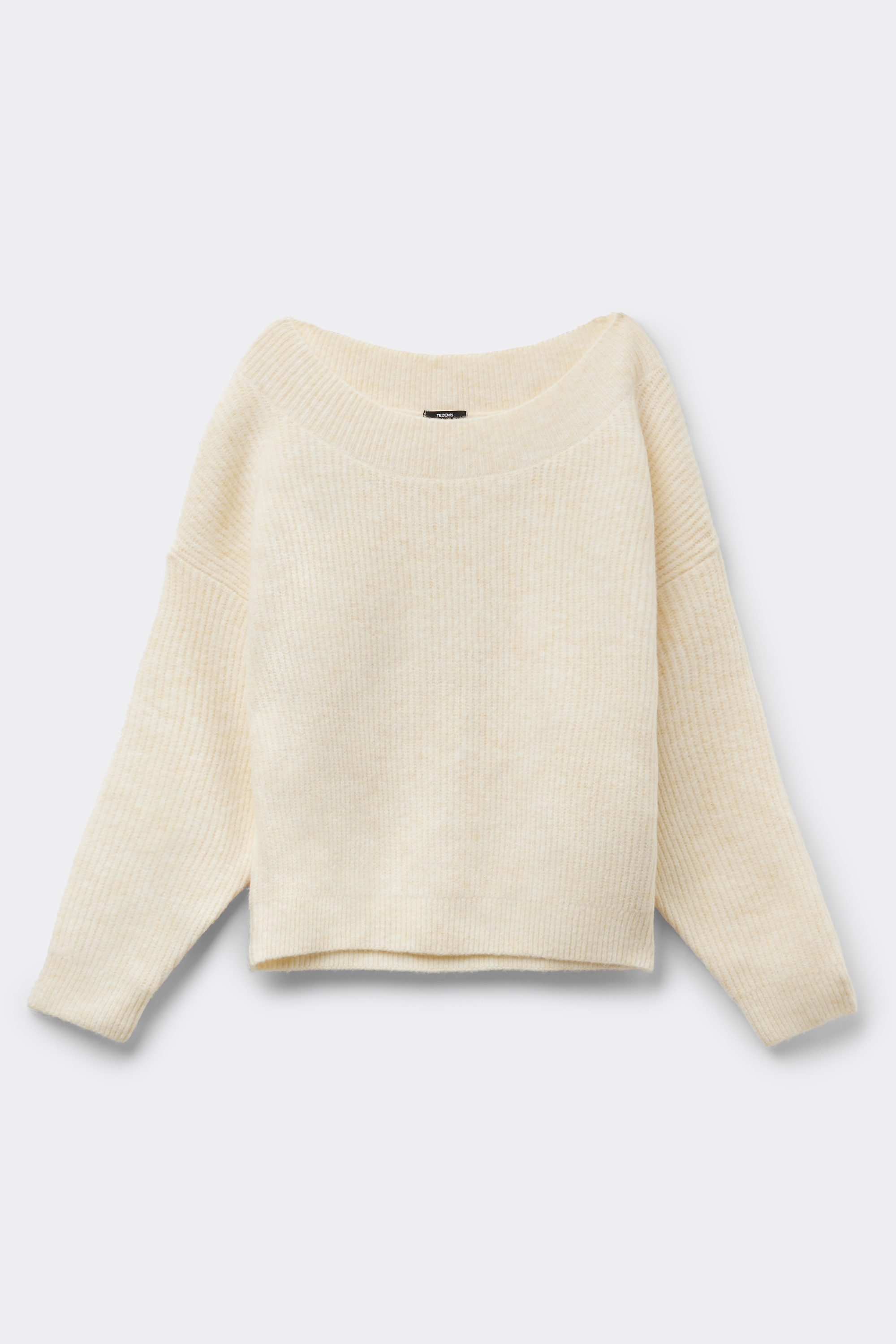 Long-Sleeved Ribbed Boat Neck Sweater