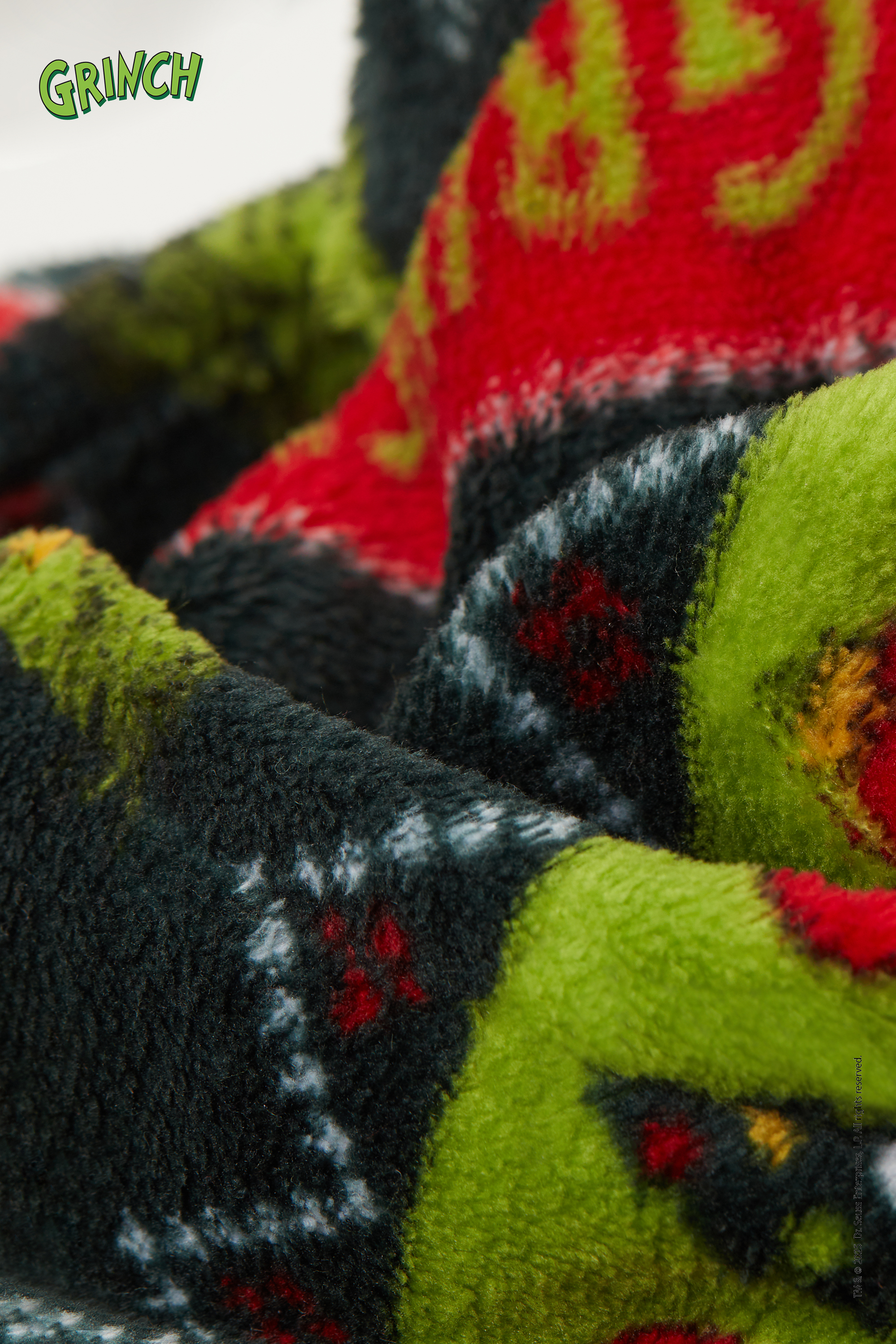 Unisex Kids Christmas Grinch Light Fleece Dressing Gown