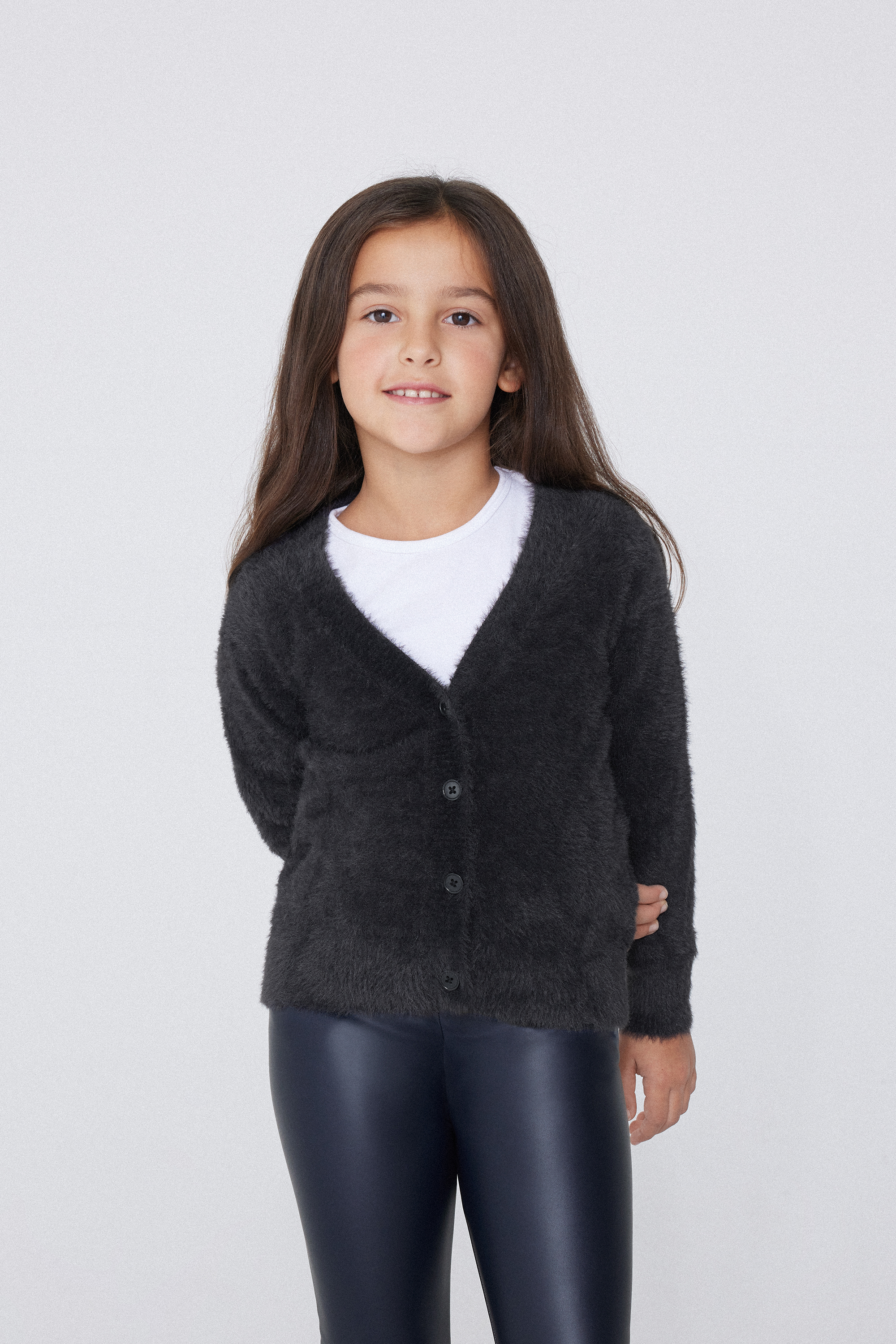 Fur V-Neck Cardigan