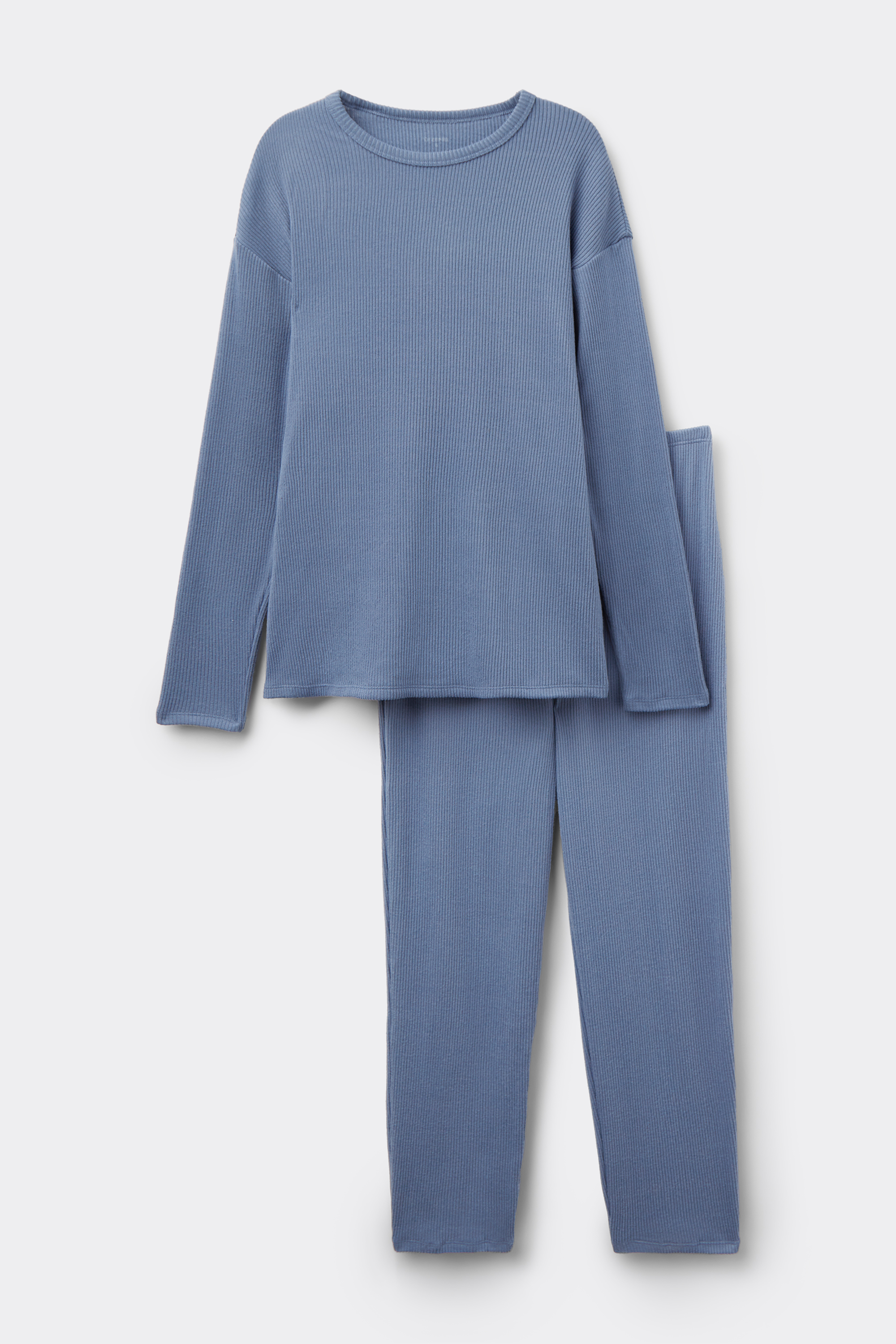Long Ribbed Round Neck Pyjamas