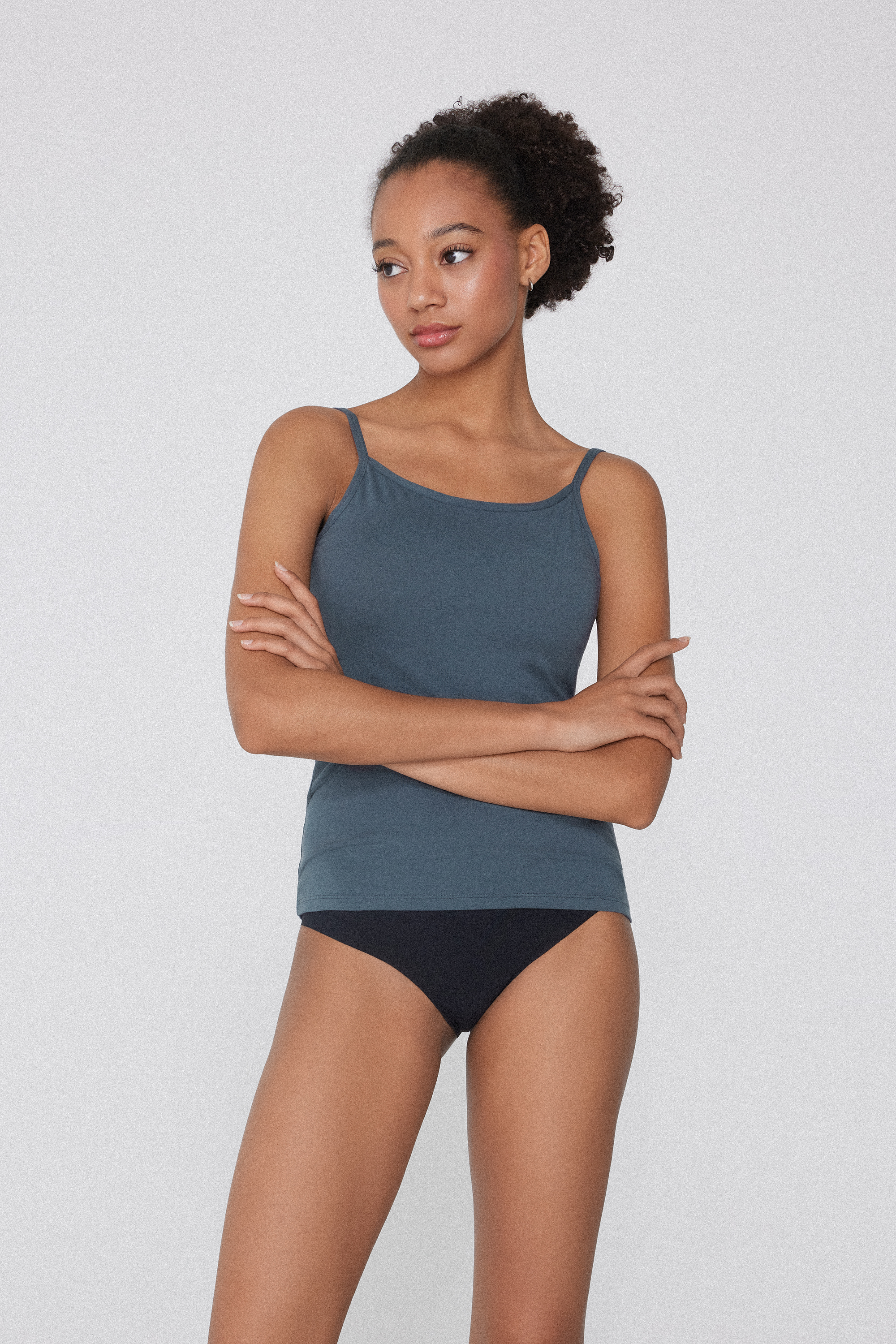 Organic Stretch Cotton Camisole with Round Neck