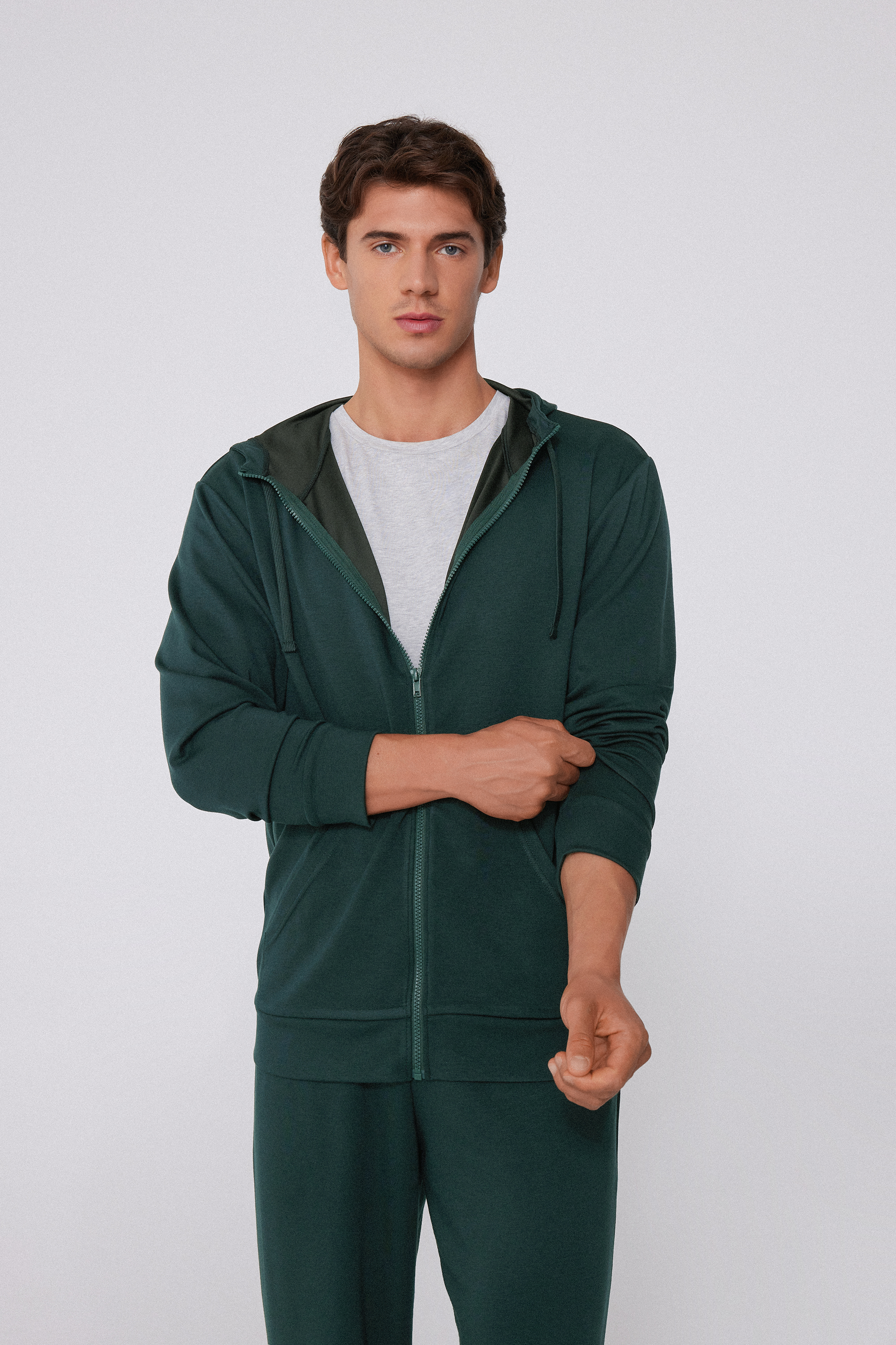 Felpa con Cappuccio e Zip Double