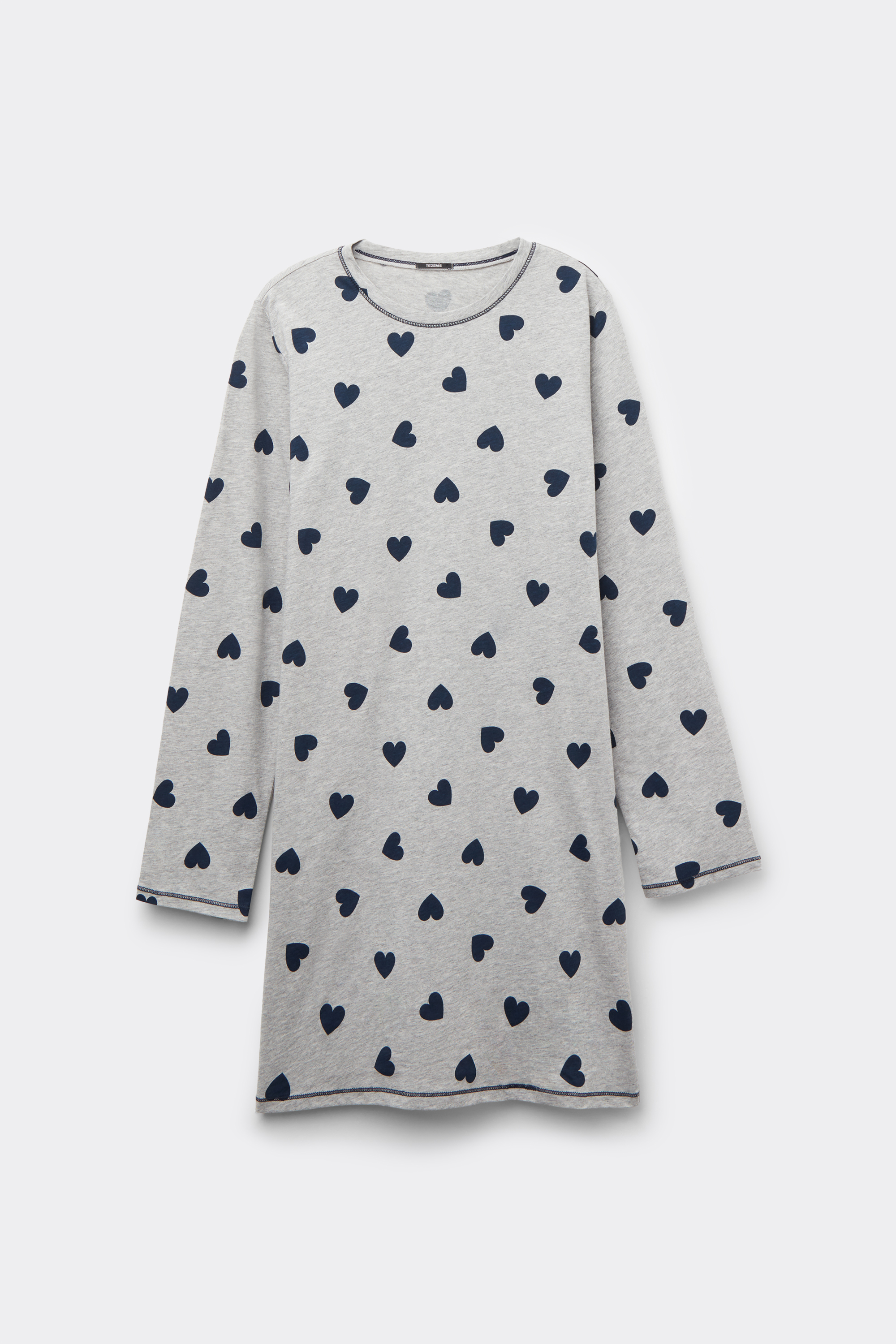 Нічна Сорочка з Довгими Рукавами з Бавовни з Принтом &laquo;Серця&raquo;