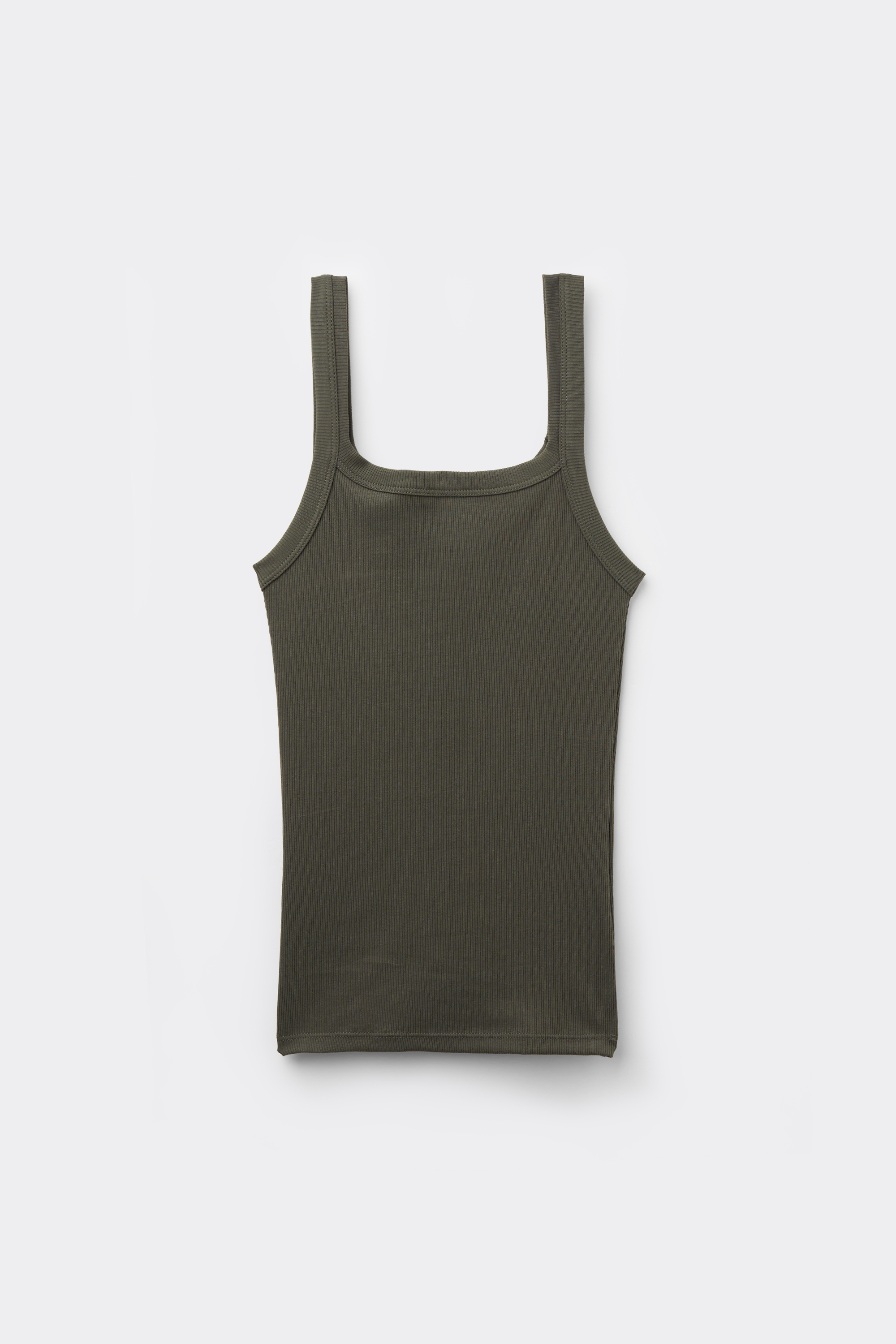 Ribbed Cotton Square-Neck Tank Top