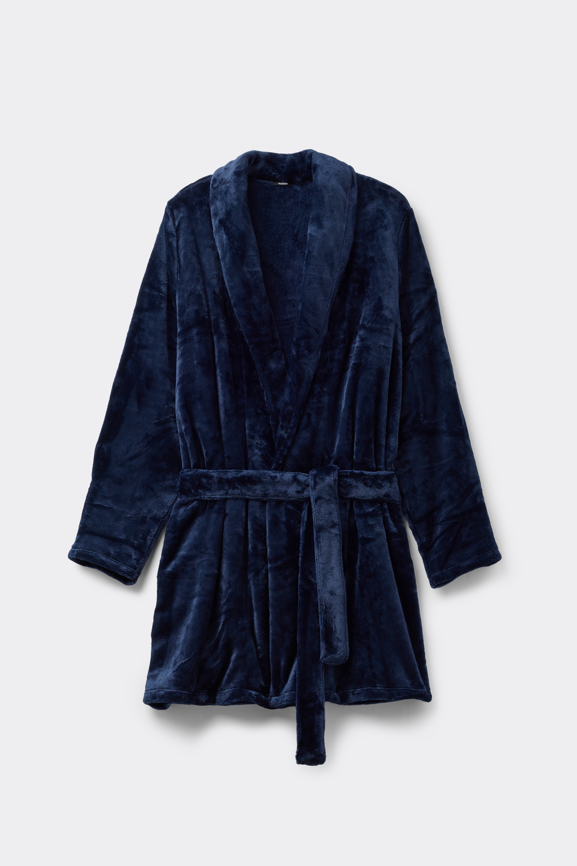 Long-Sleeved Fleece Robe with Lapel