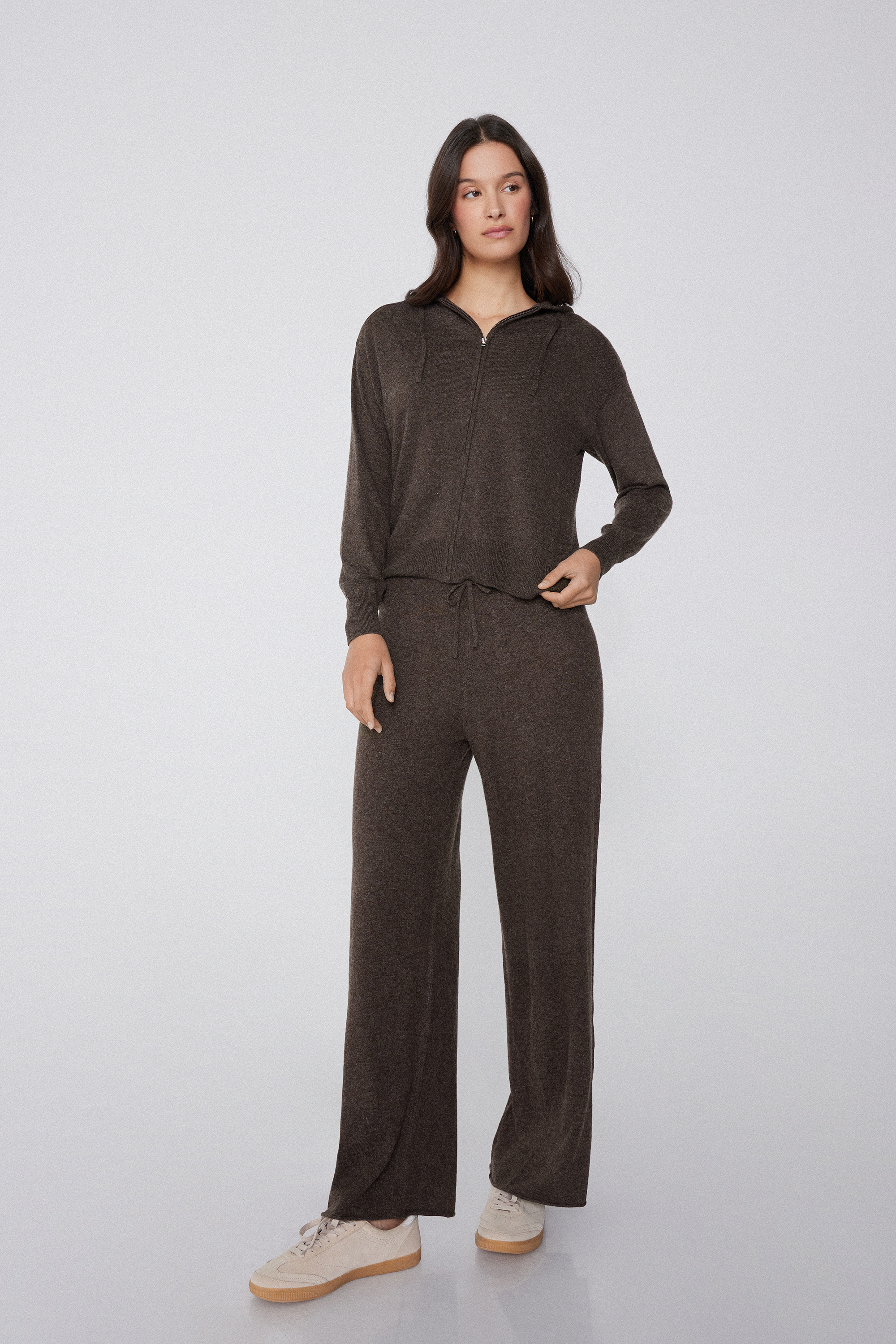 Długie i Grube Spodnie Typu Palazzo z Wełną