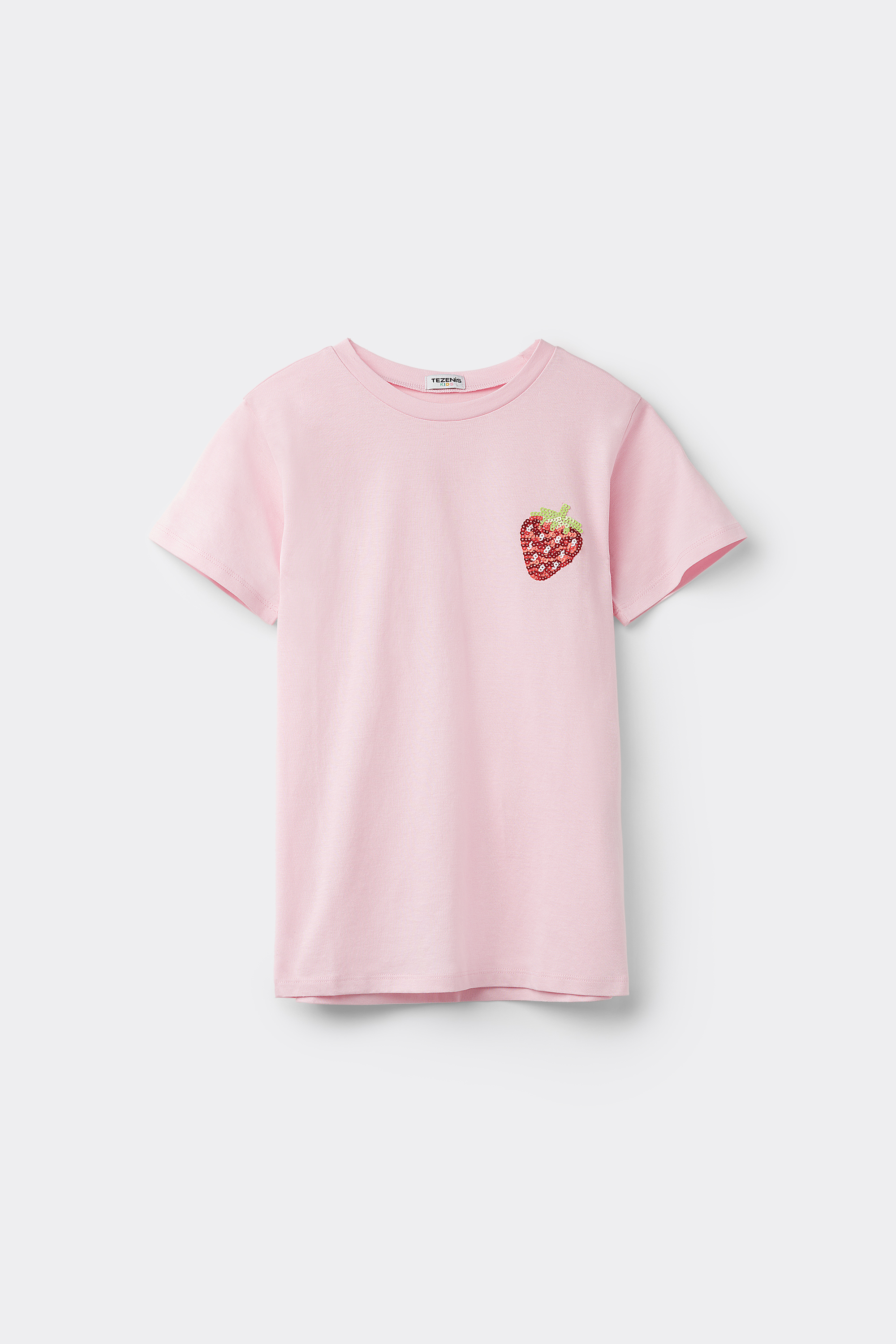 T-Shirt Cotone Girocollo con Paillettes Bimba