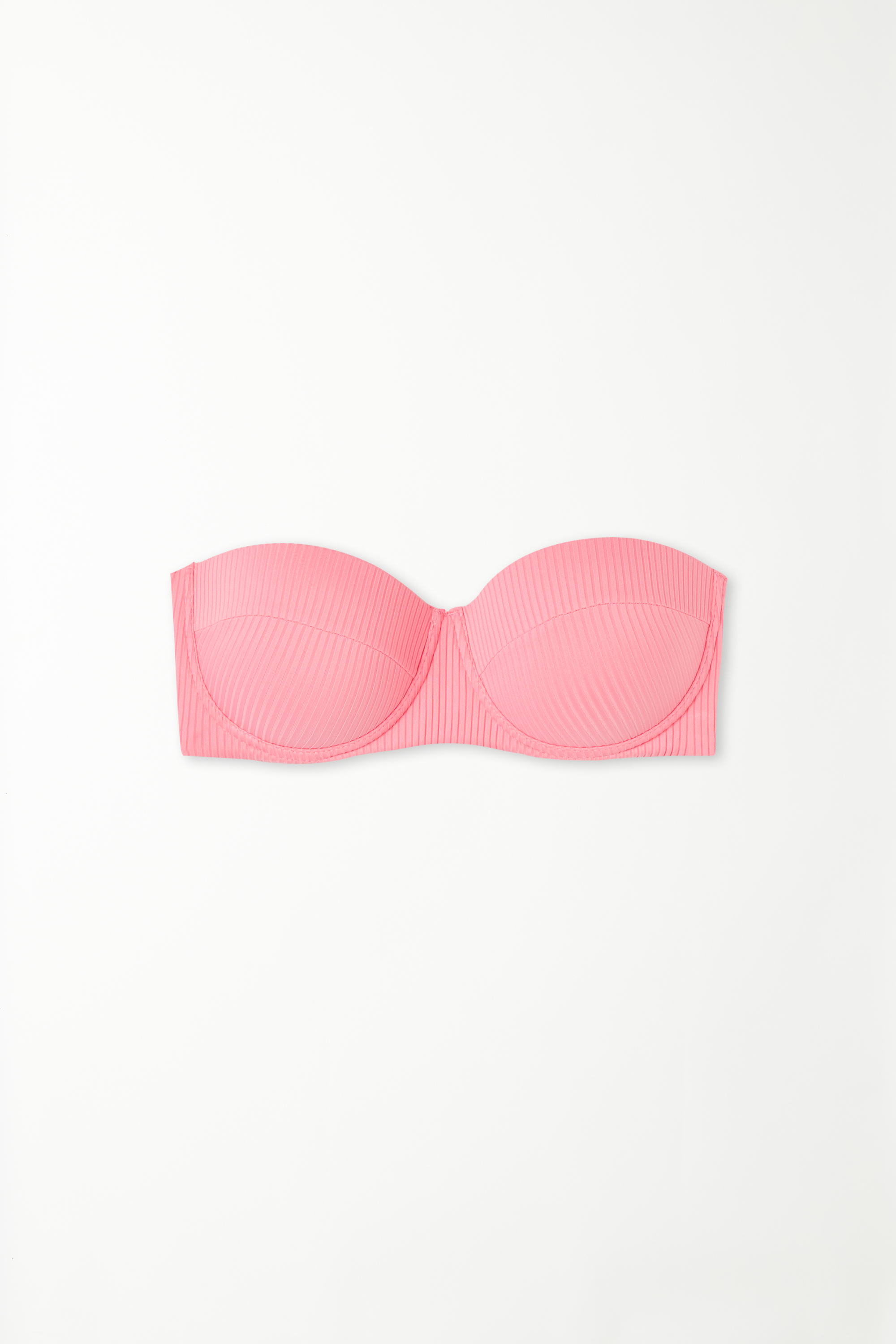 Padded Bandeau Bikini Top in Recycled Ribbed Microfibre