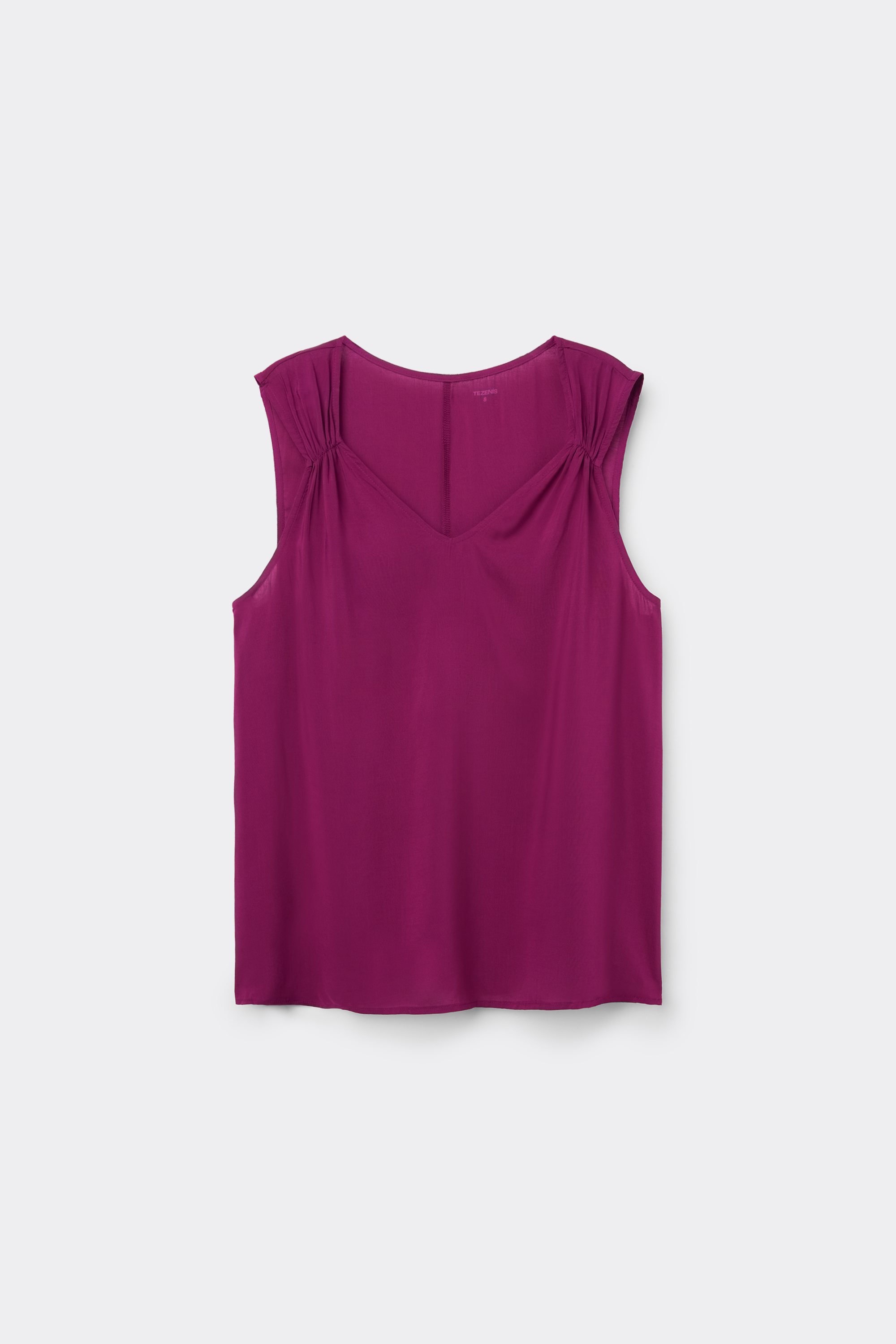 Wide-Strap Gathered Viscose Tank Top