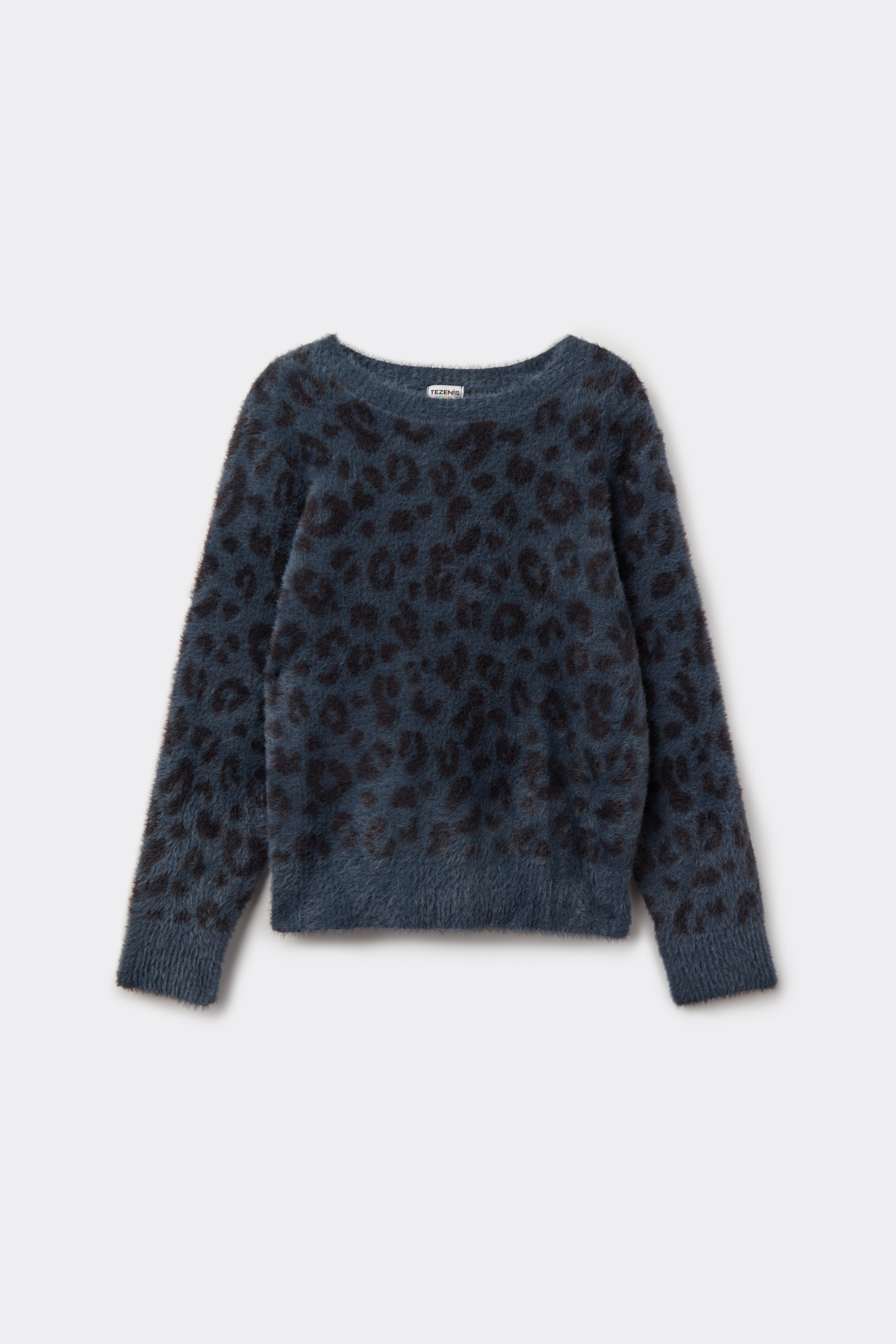 Pull Col Rond Fausse Fourrure Imprim&eacute;