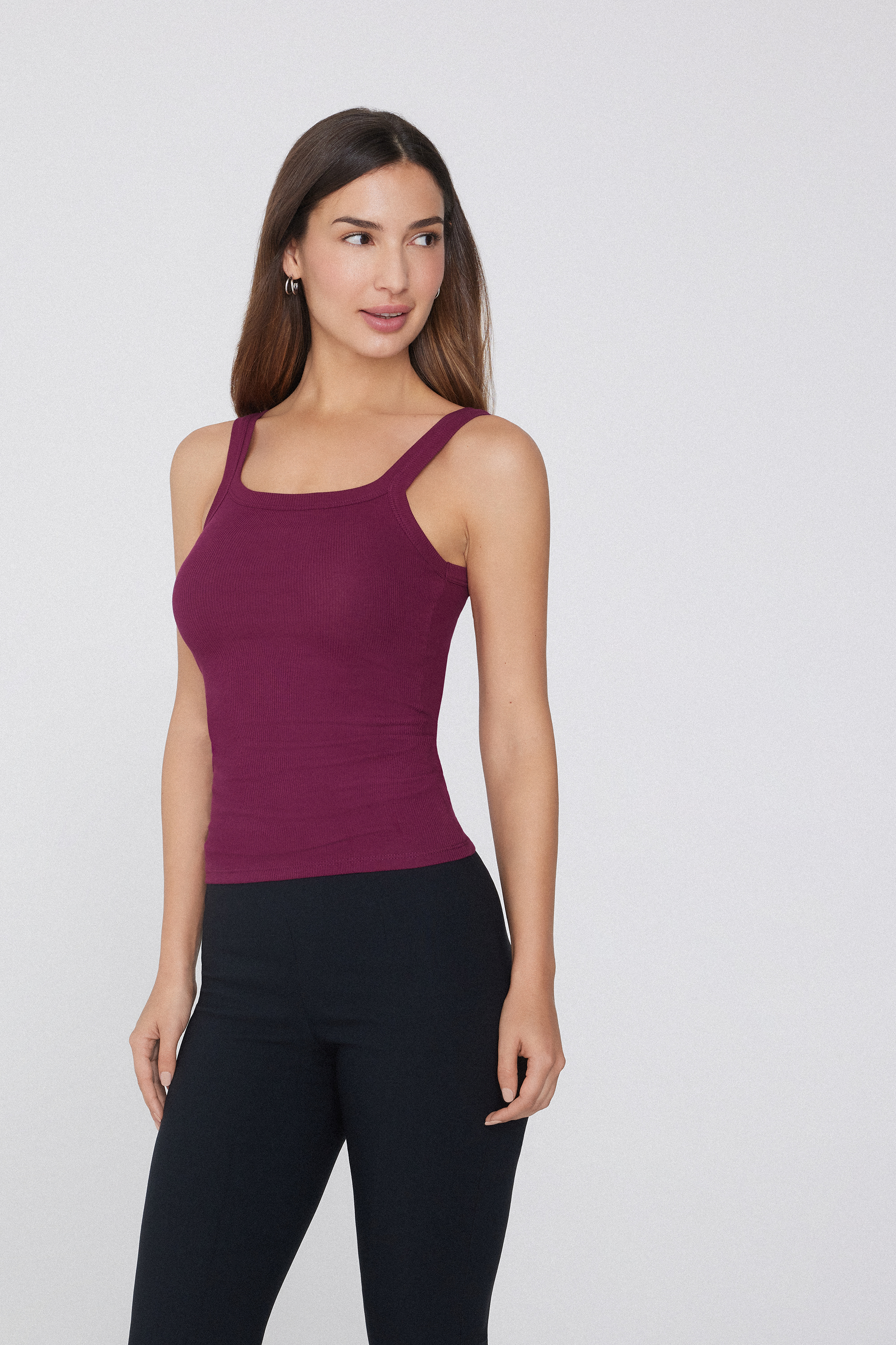 Ribbed Cotton Square-Neck Tank Top