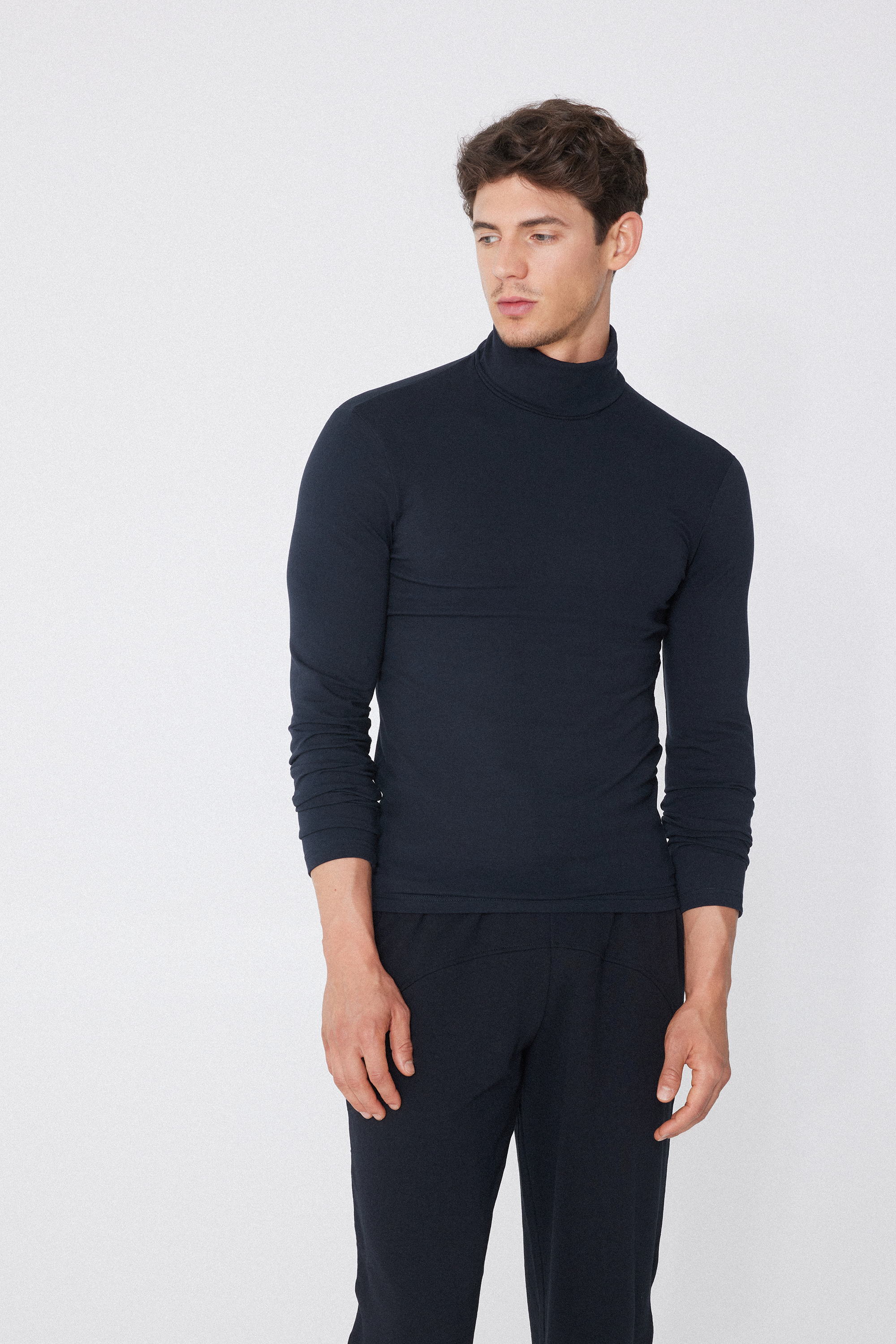 Maglia Collo Alto in Cotone Termico con Manica Lunga