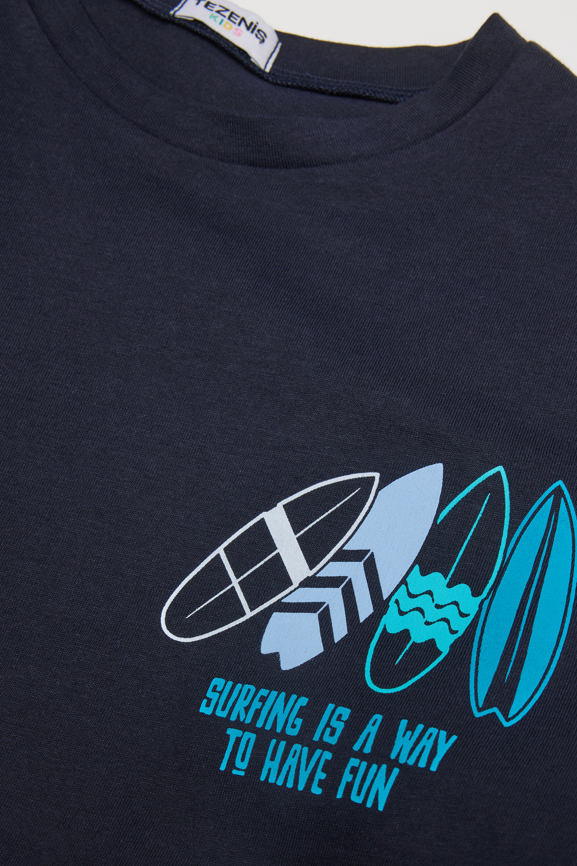 Round-Neck Printed Cotton Top