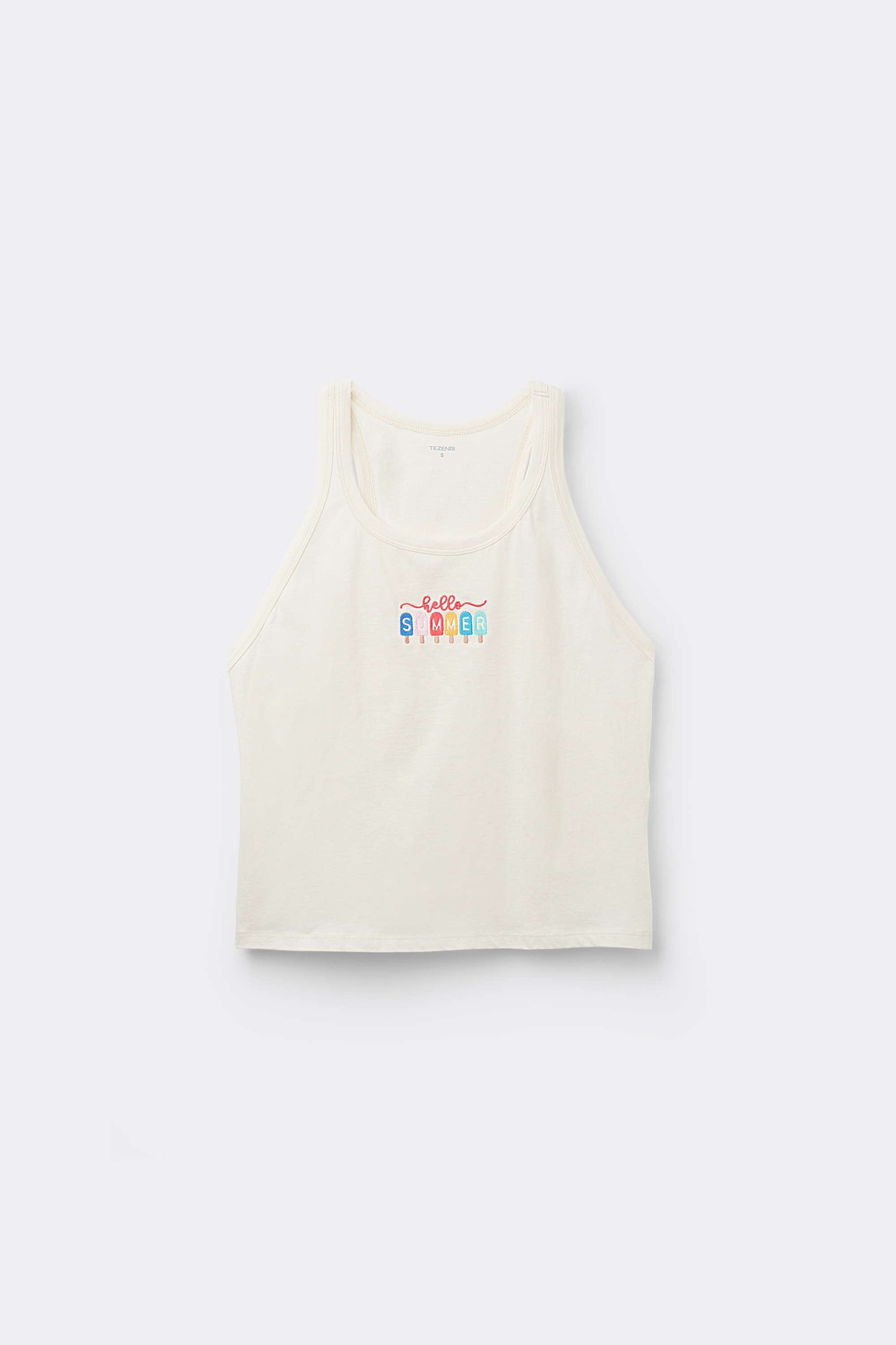 Embroidered Cotton Camisole with Wide Shoulder Straps