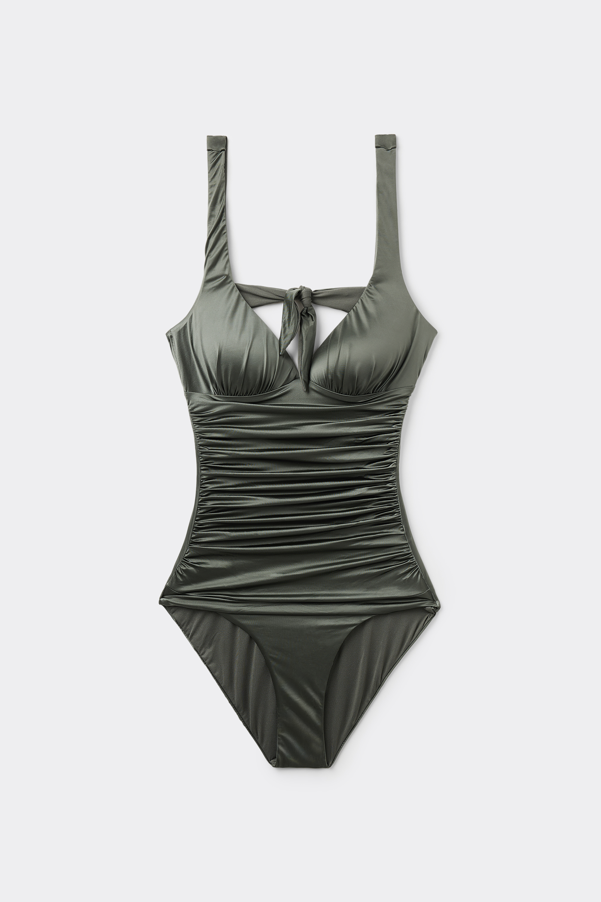 Shiny Glam Lightly Padded One-Piece Triangle Swimsuit with Gathering