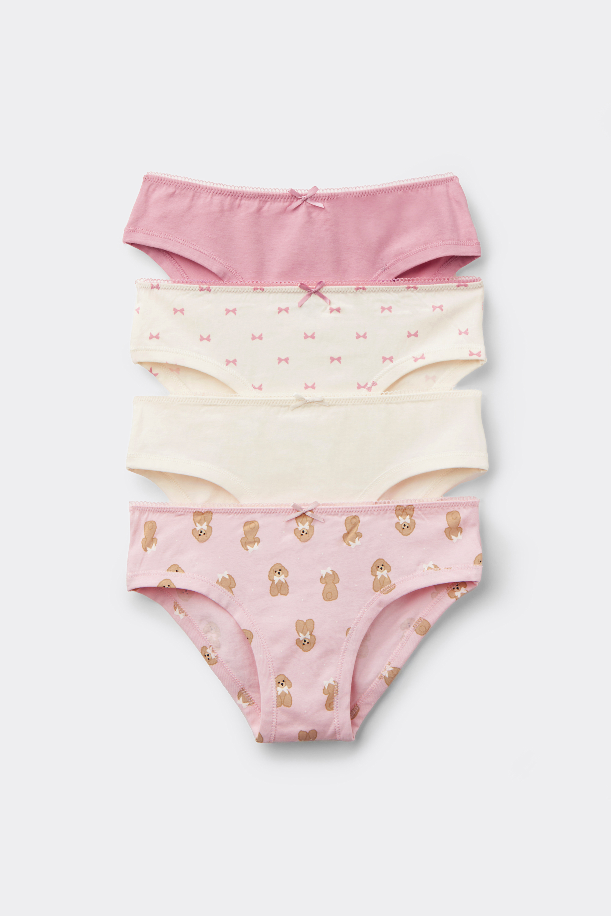 4 Pairs of Girls&rsquo; Printed Cotton Knickers