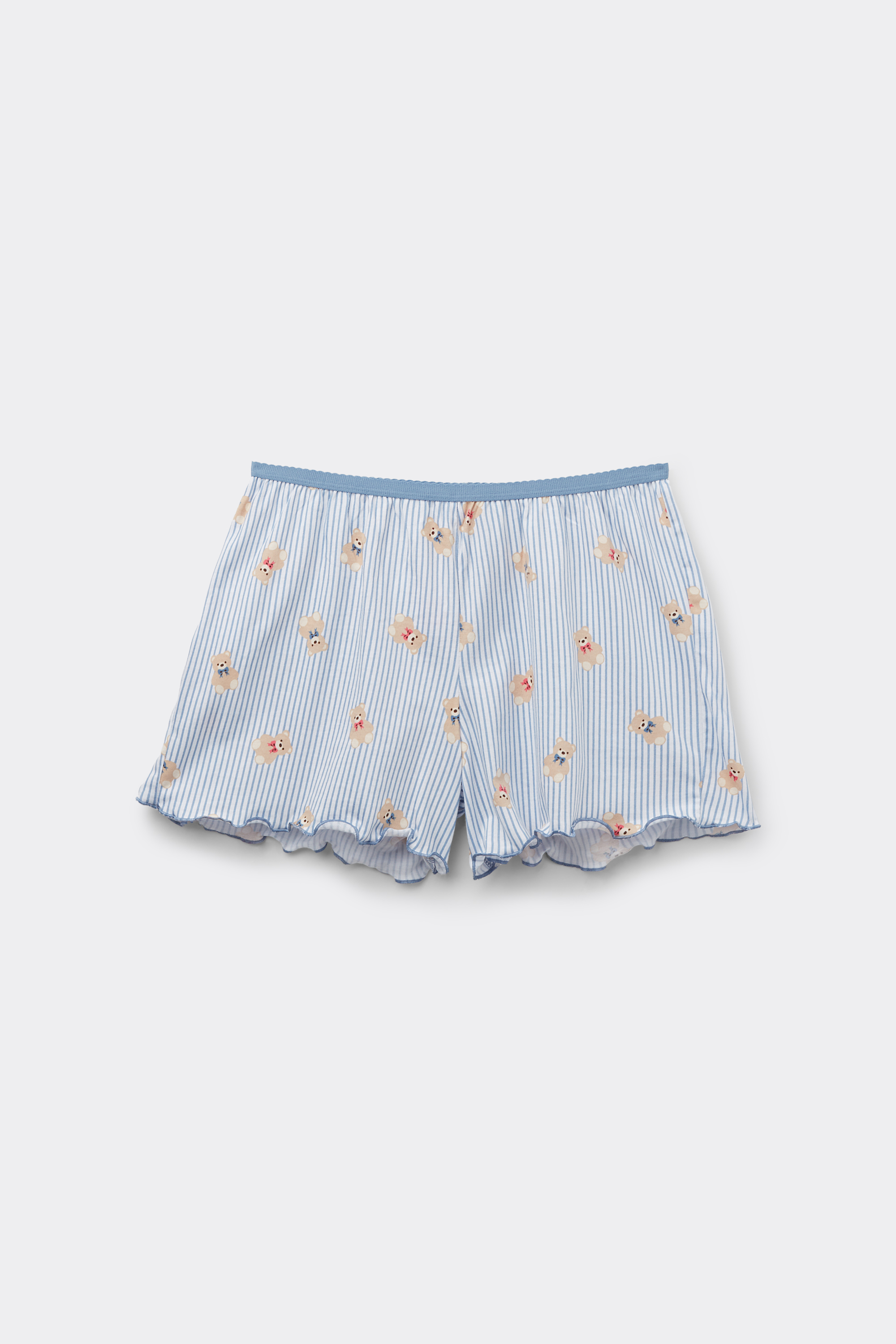 Printed Cotton Shorts with Rolled Hem