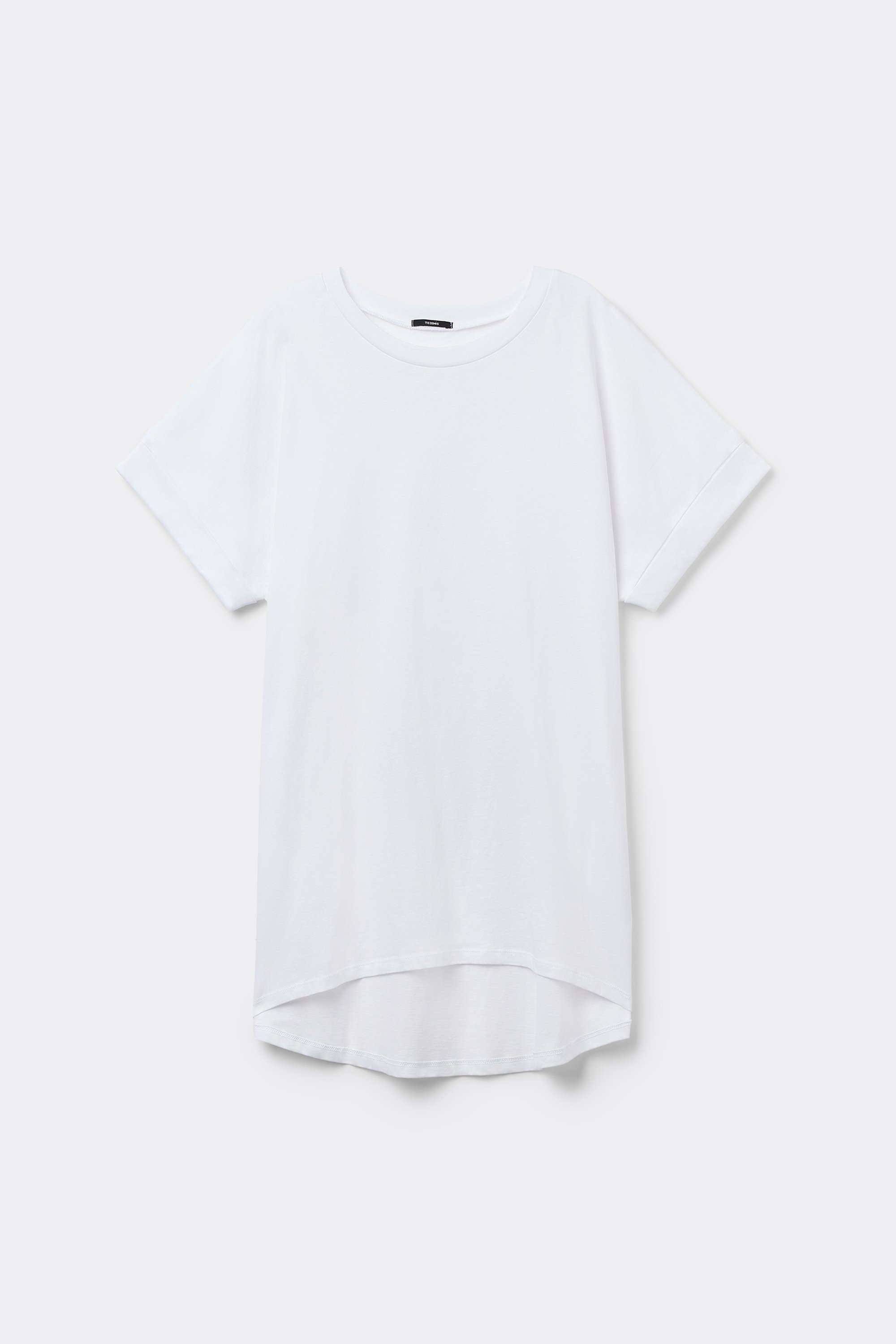 Turned-Up Kimono Sleeve Cotton T-Shirt