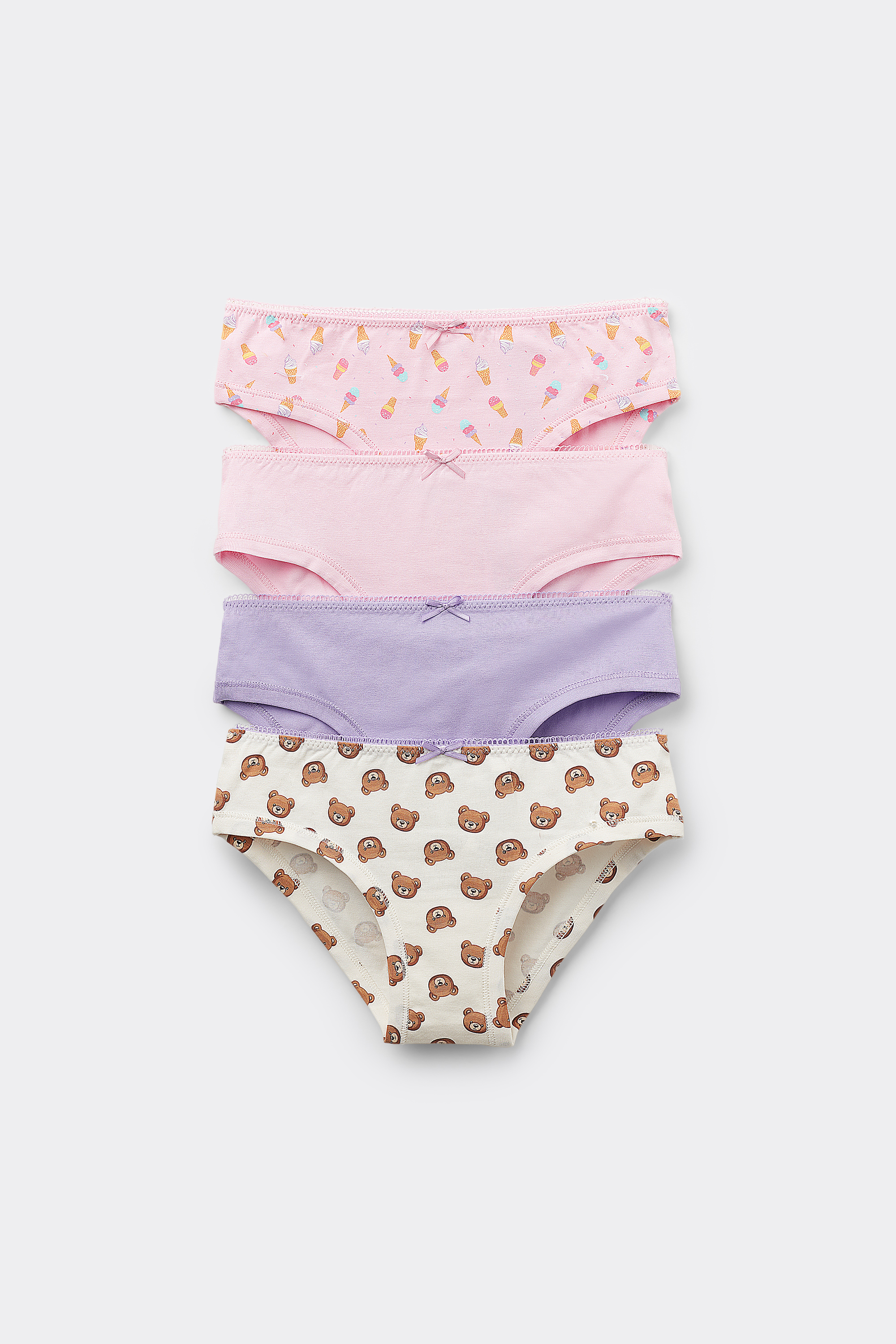 4 Pairs of Girls&rsquo; Printed Cotton Knickers