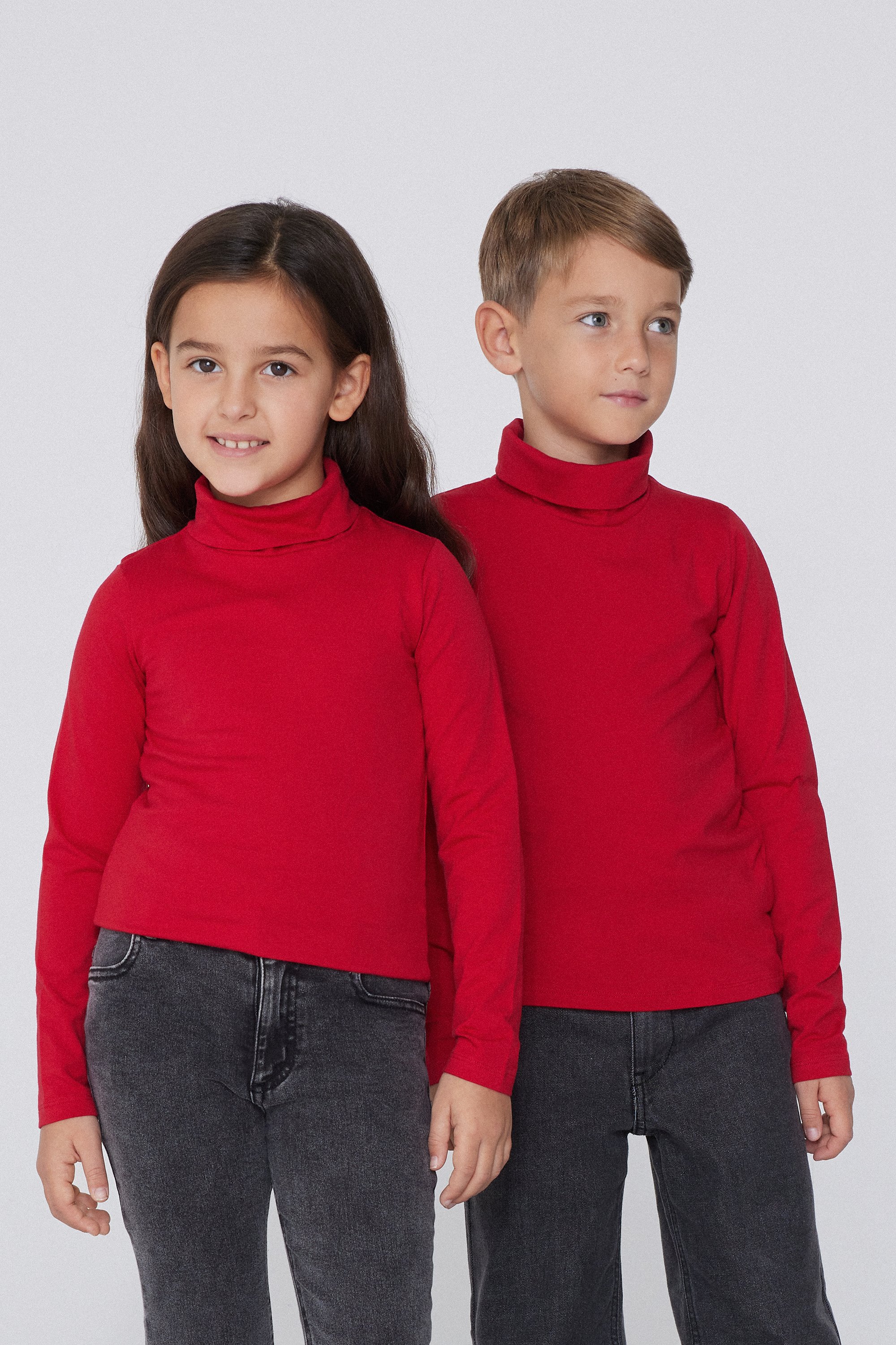 Kids&rsquo; Unisex Long-Sleeved Polo Neck Thermal Cotton Top