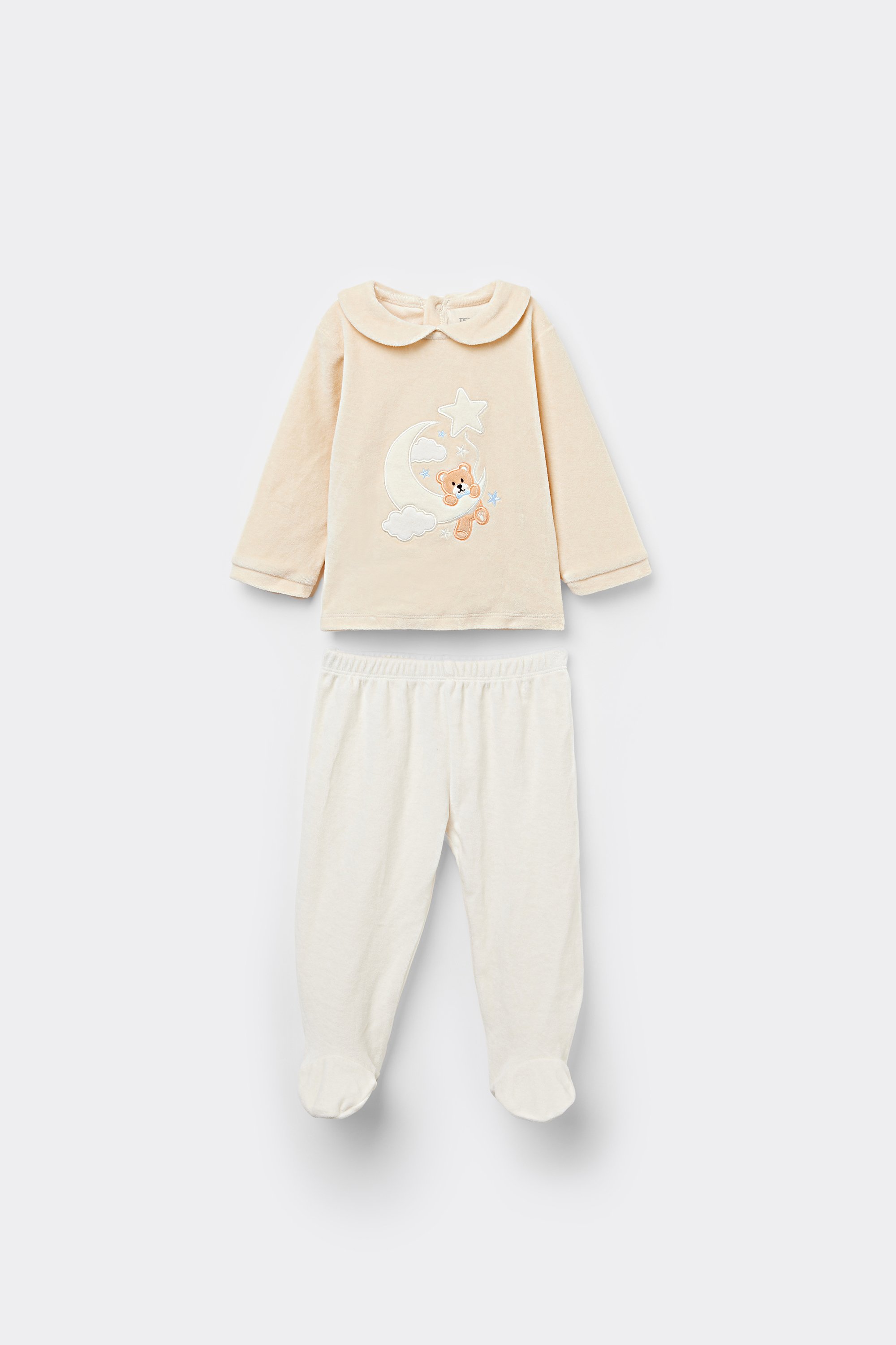 Baby Two-Piece Heavy Cotton Chenille Playsuit with Feet
