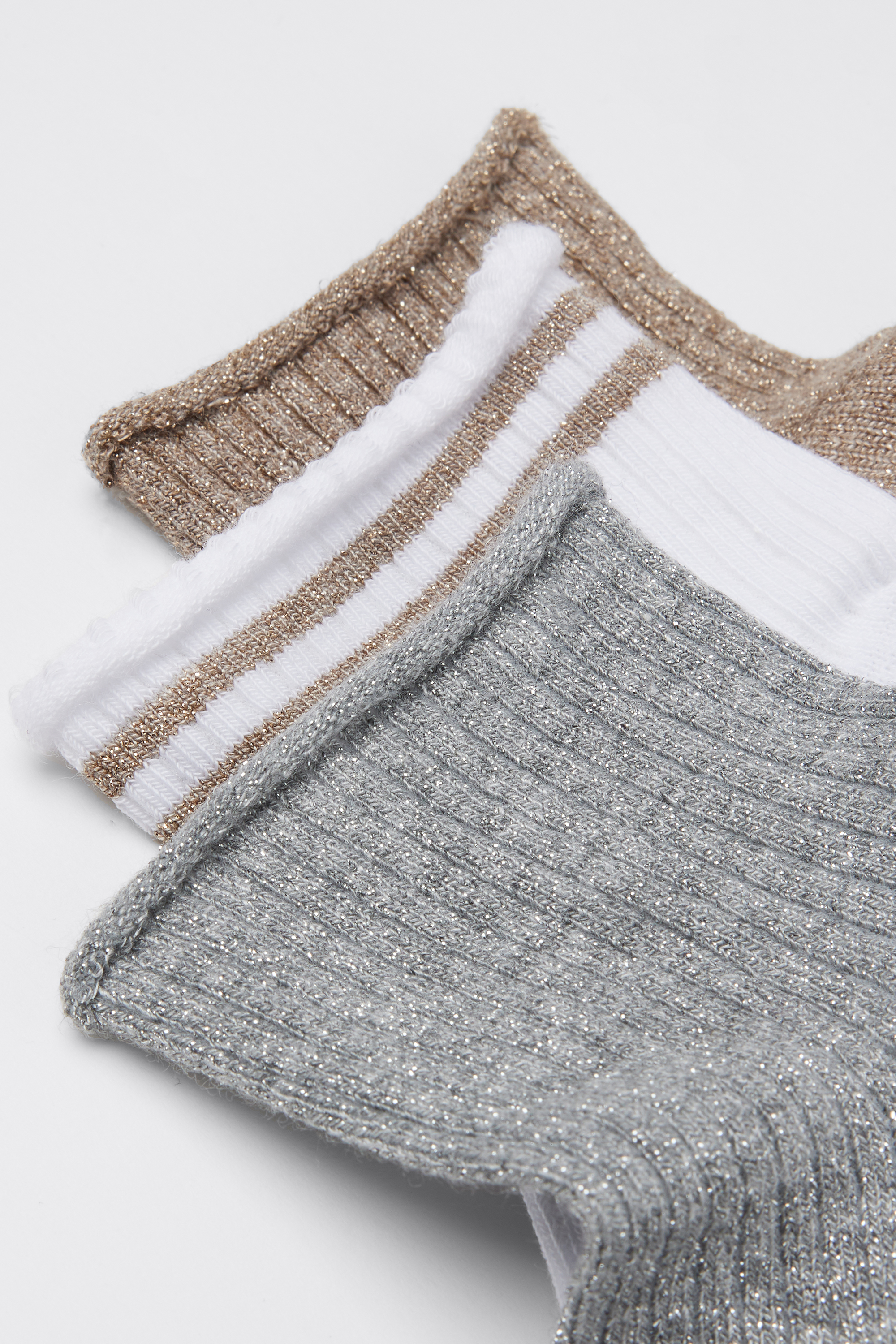 Three Pairs of Girls' Short Patterned Hemless Cotton Socks