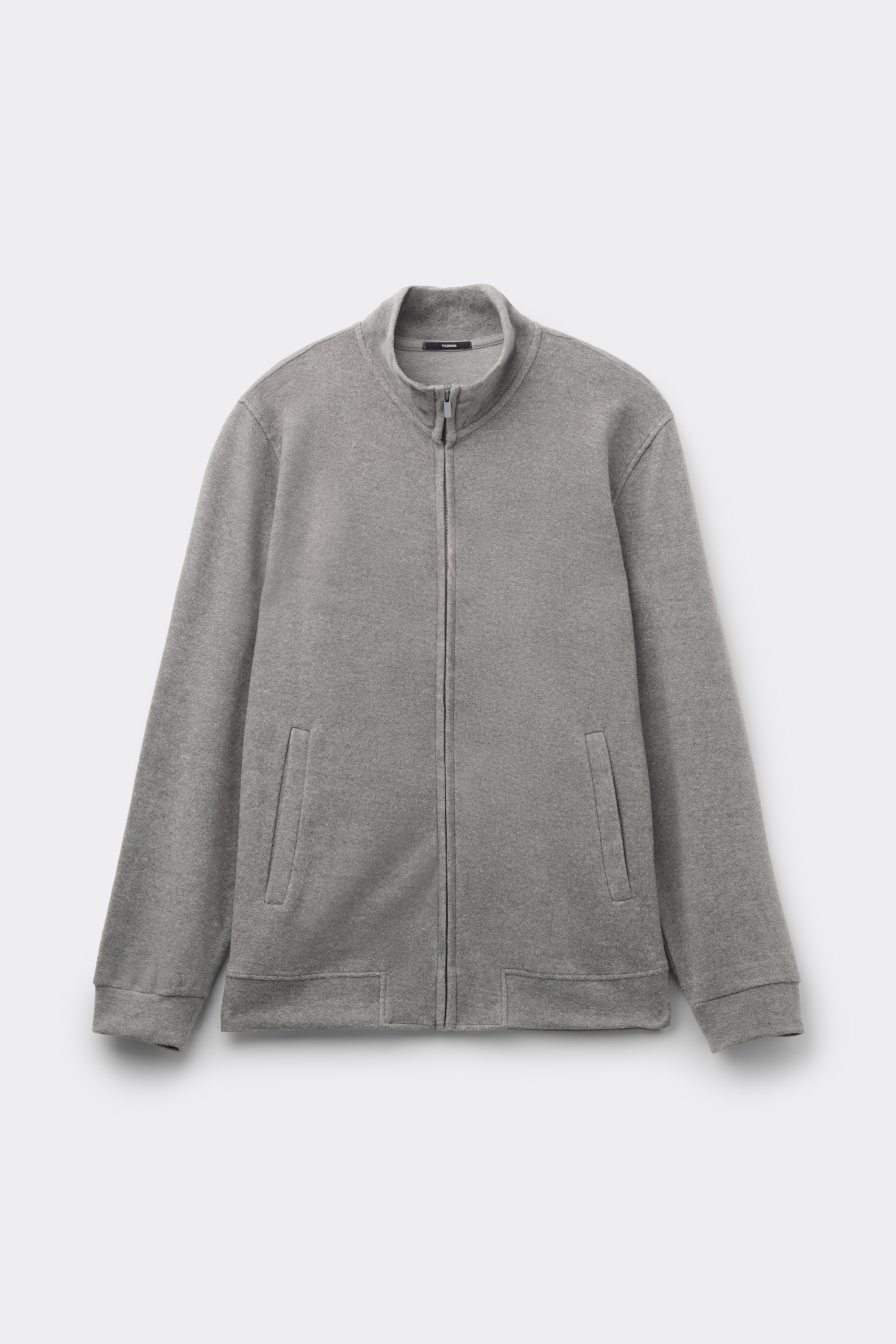 Felpa Rovesciata con Zip e Tasche