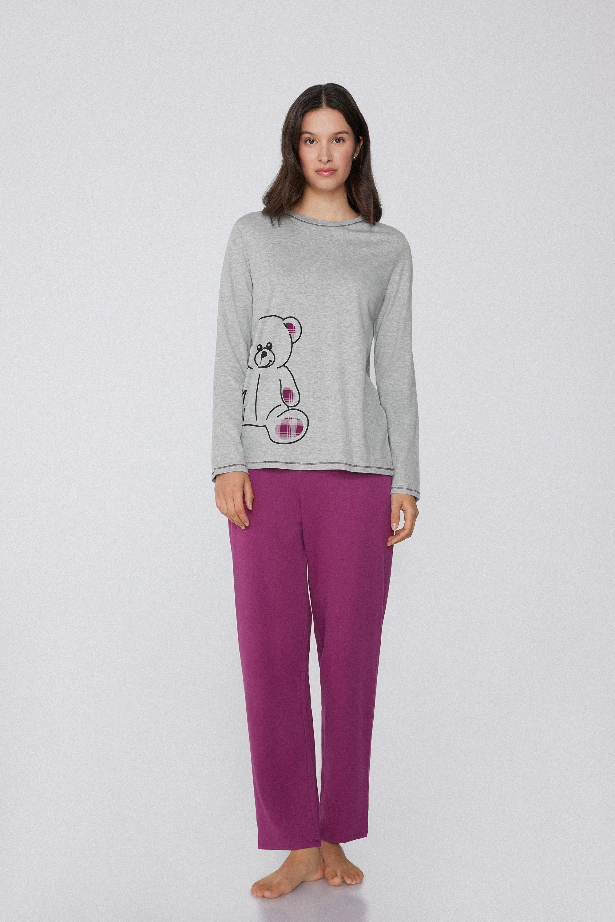 Bear Print Long Cotton Pyjamas