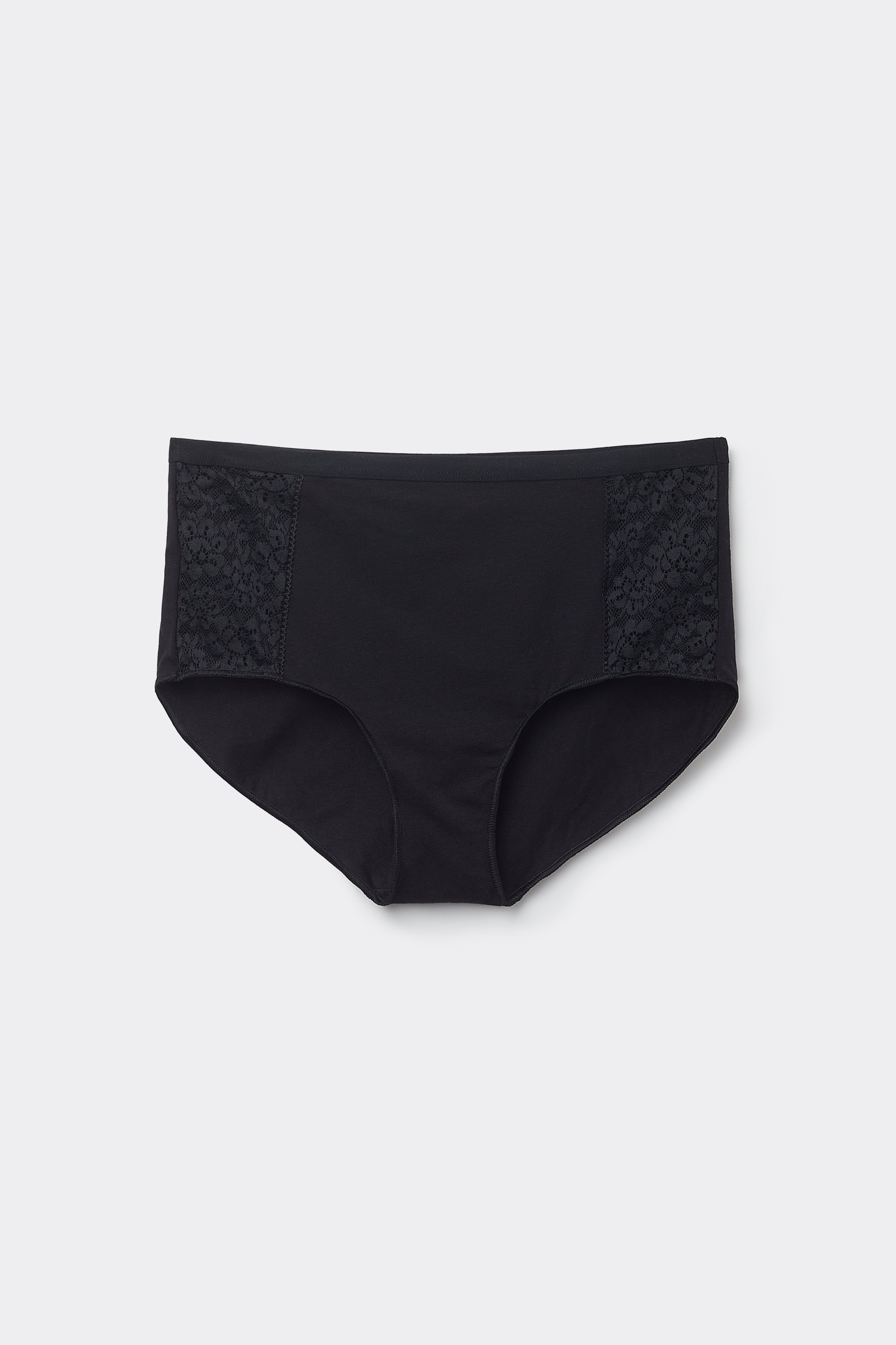 Cotton and Recycled Lace High-Waisted Panties