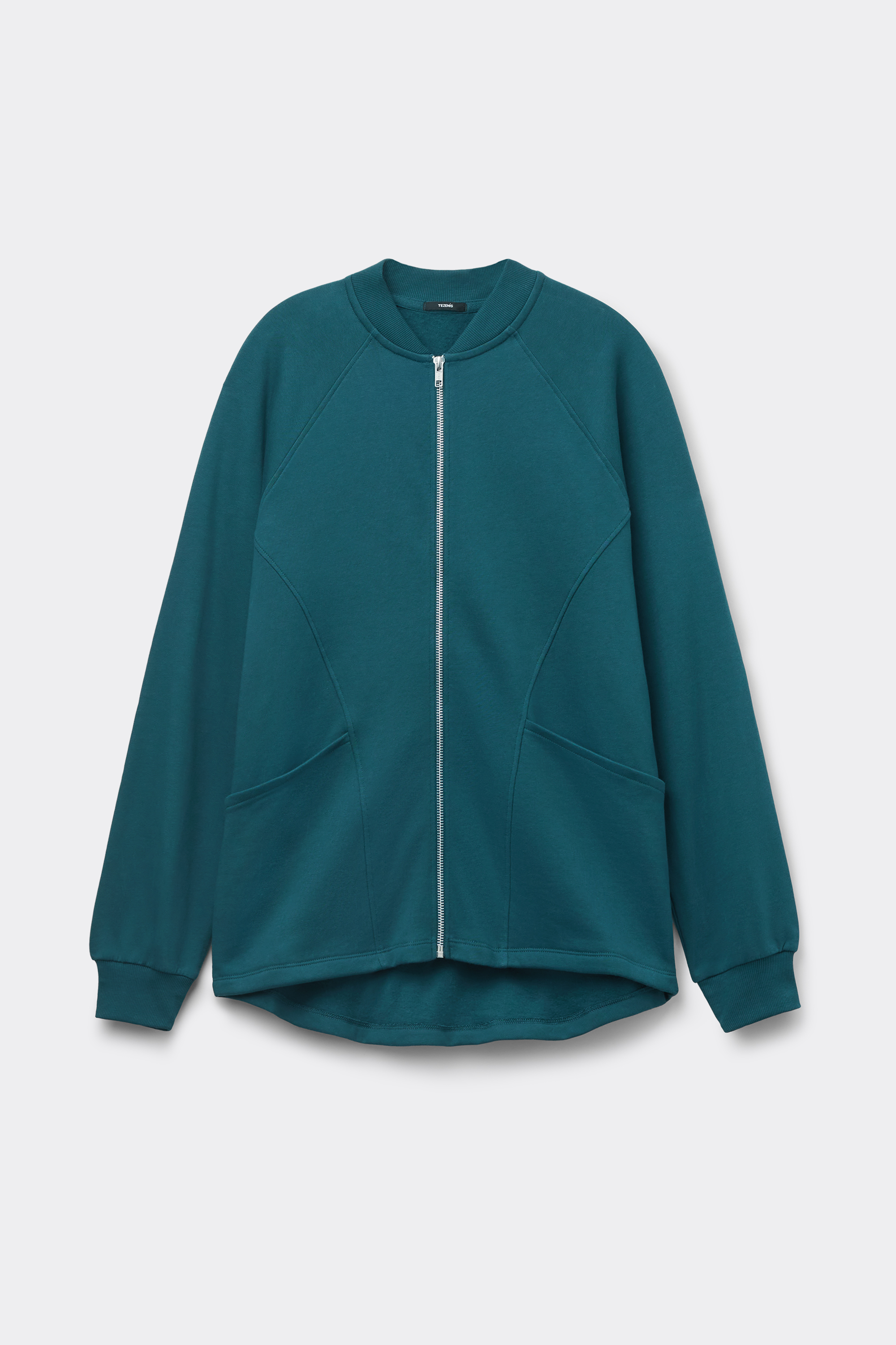 Asymmetric Long Sleeve Zip Sweatshirt with Pockets