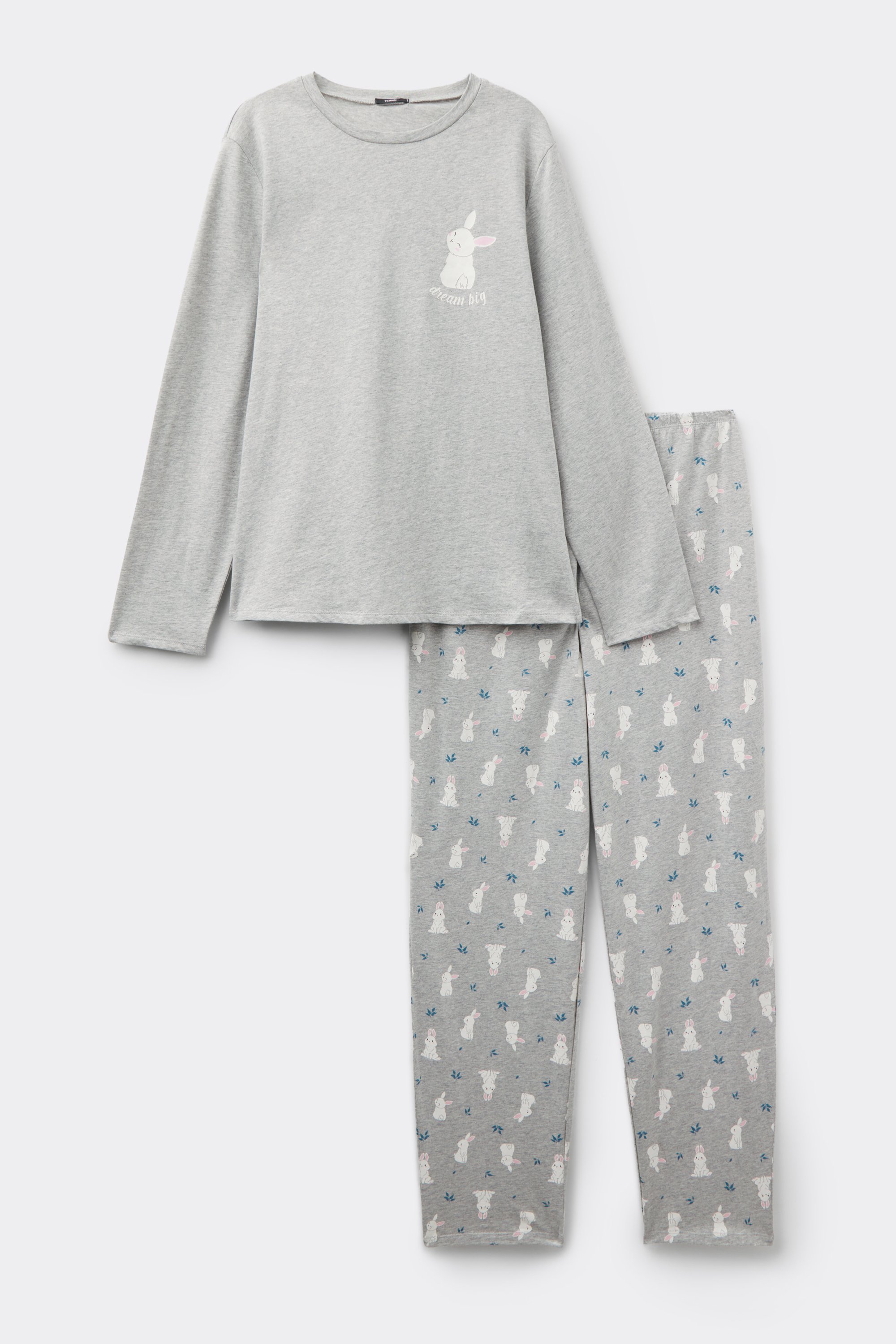 Bunny Print Long Cotton Pajamas
