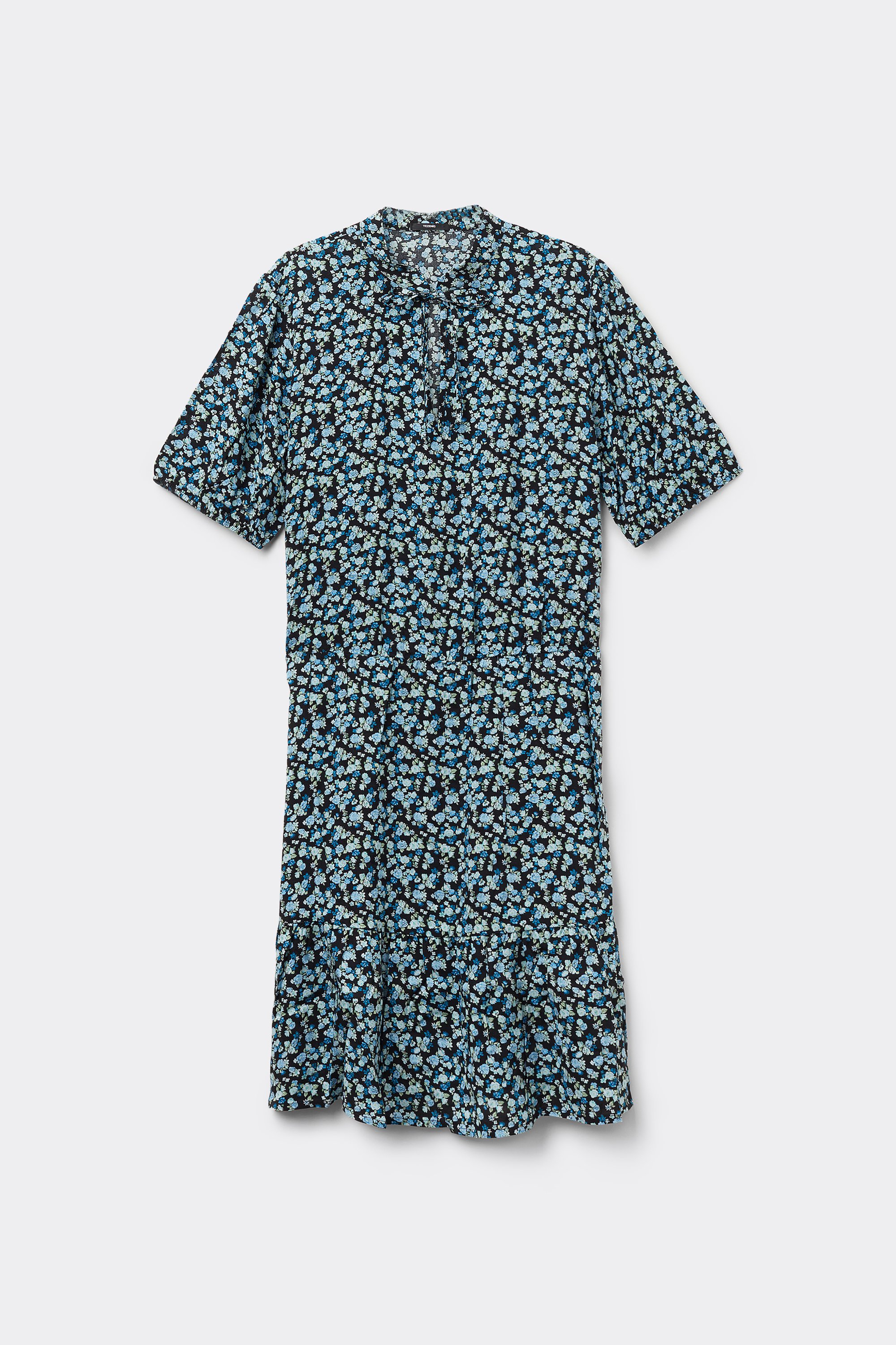 Short Dress with Short Sleeves and Flounce