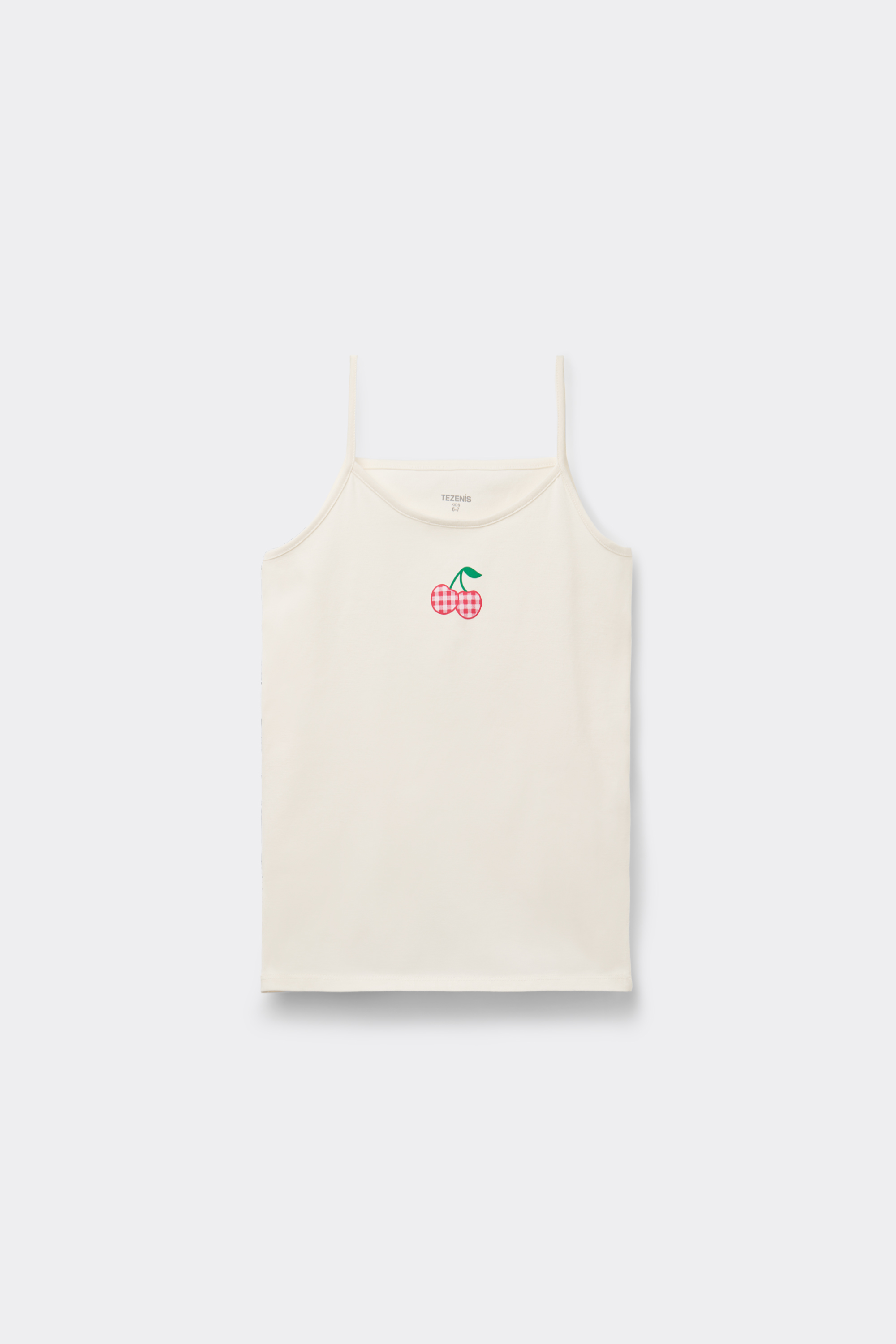 Girls&rsquo; Printed Cotton Camisole with Thin Shoulder Straps and Rounded Neck