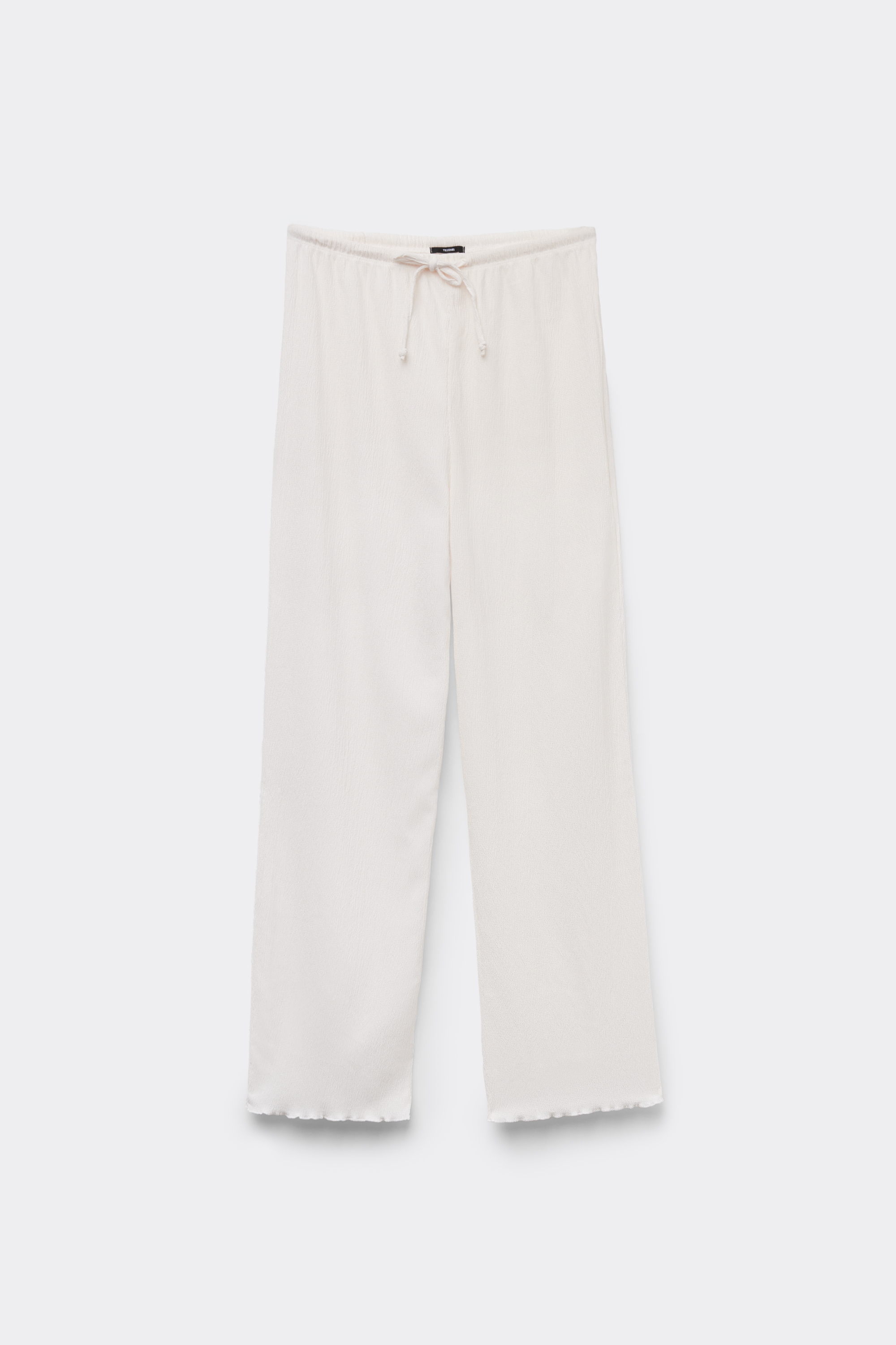 Krepowe Spodnie Palazzo z Troczkiem