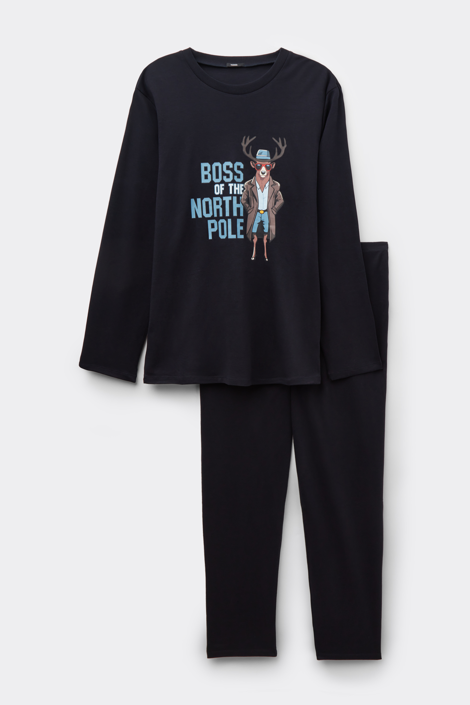 Reindeer Print Cotton Full Length Pajamas