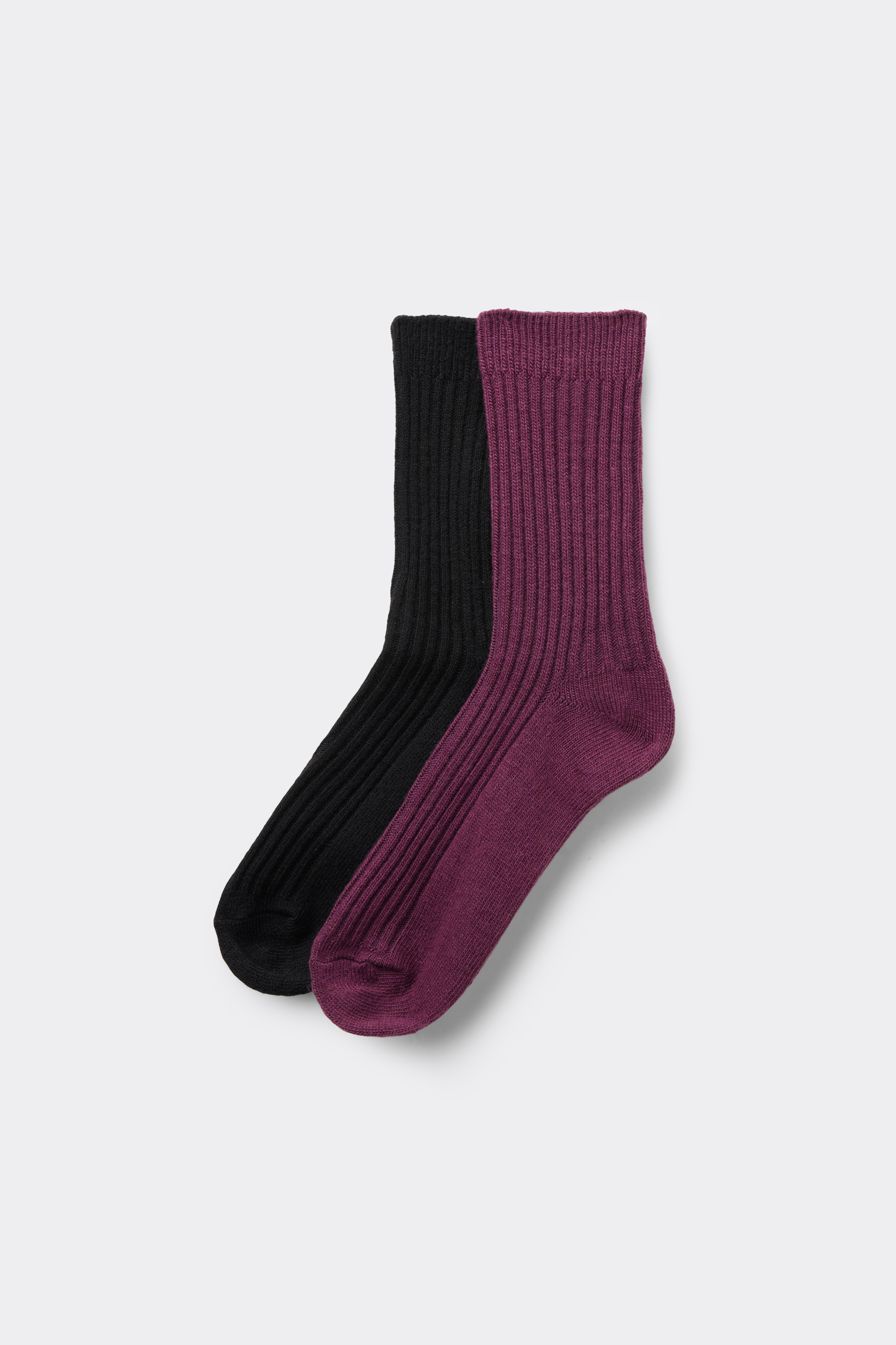2 Pairs of Women&rsquo;s Ribbed Wool Blend Short Socks