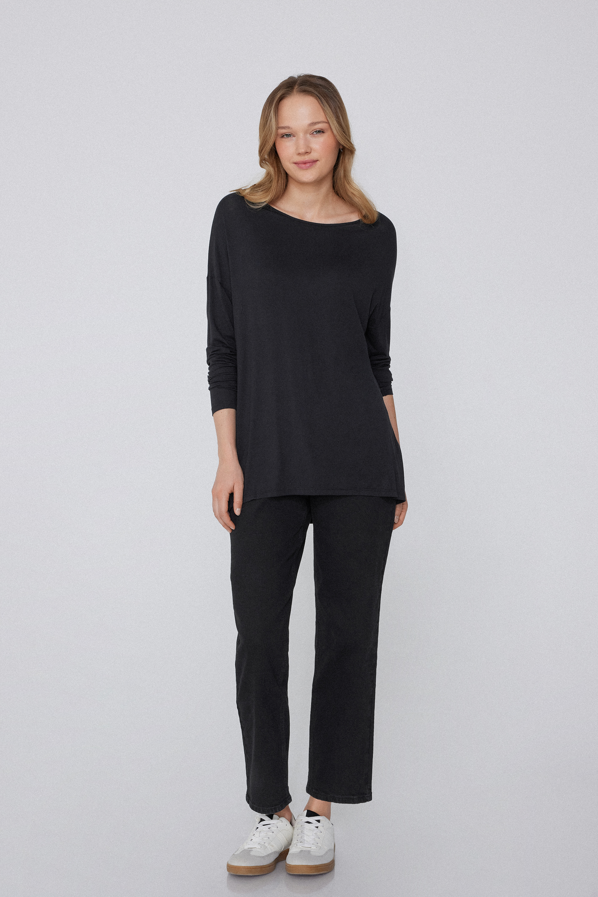 Maxi-Shirt mit langen &Auml;rmeln aus leichter Viskose