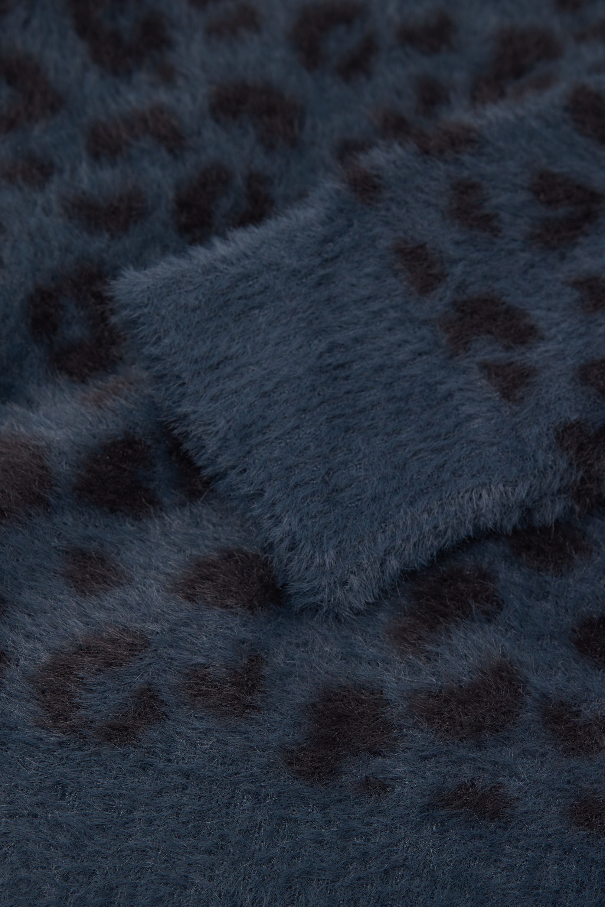 Pull Col Rond Fausse Fourrure Imprim&eacute;