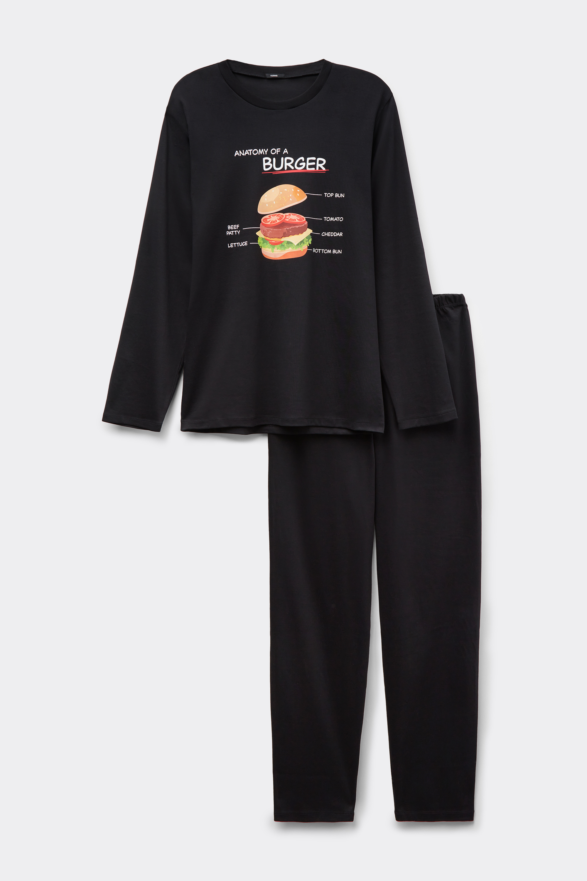 Pijama Llarg de Cot&oacute; Estampat Burger