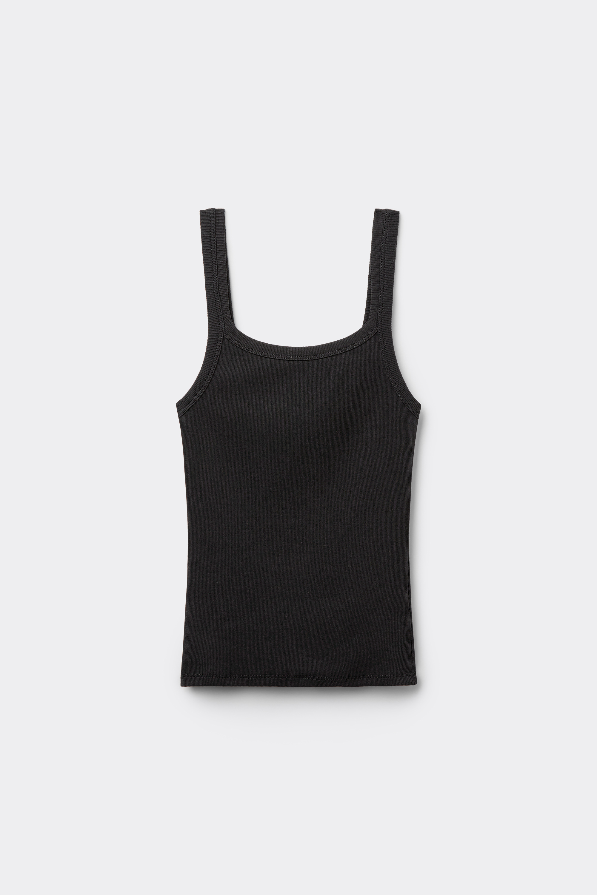 Ribbed Cotton Square-Neck Tank Top