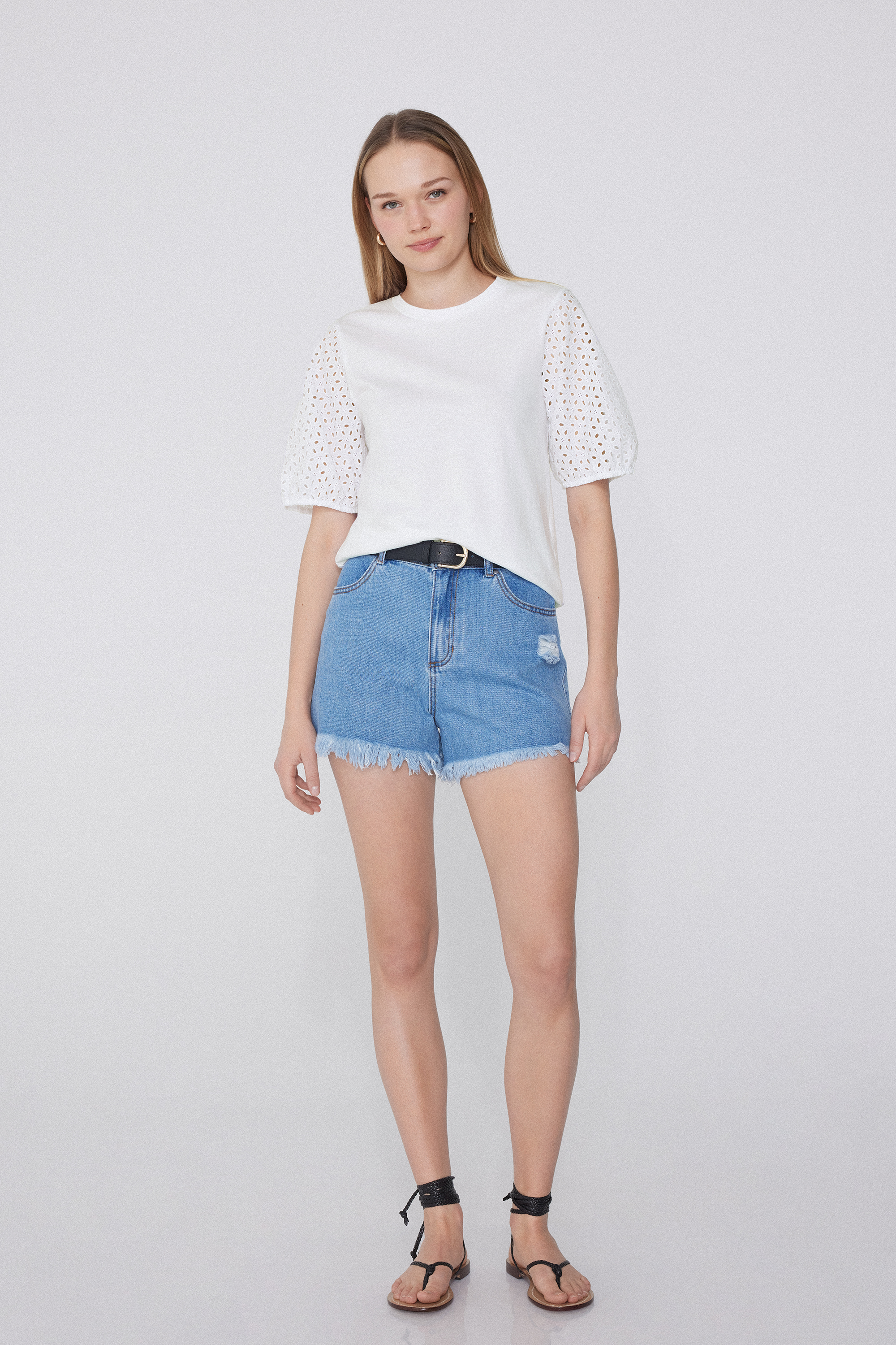 Broderie Anglaise Short Sleeved Top