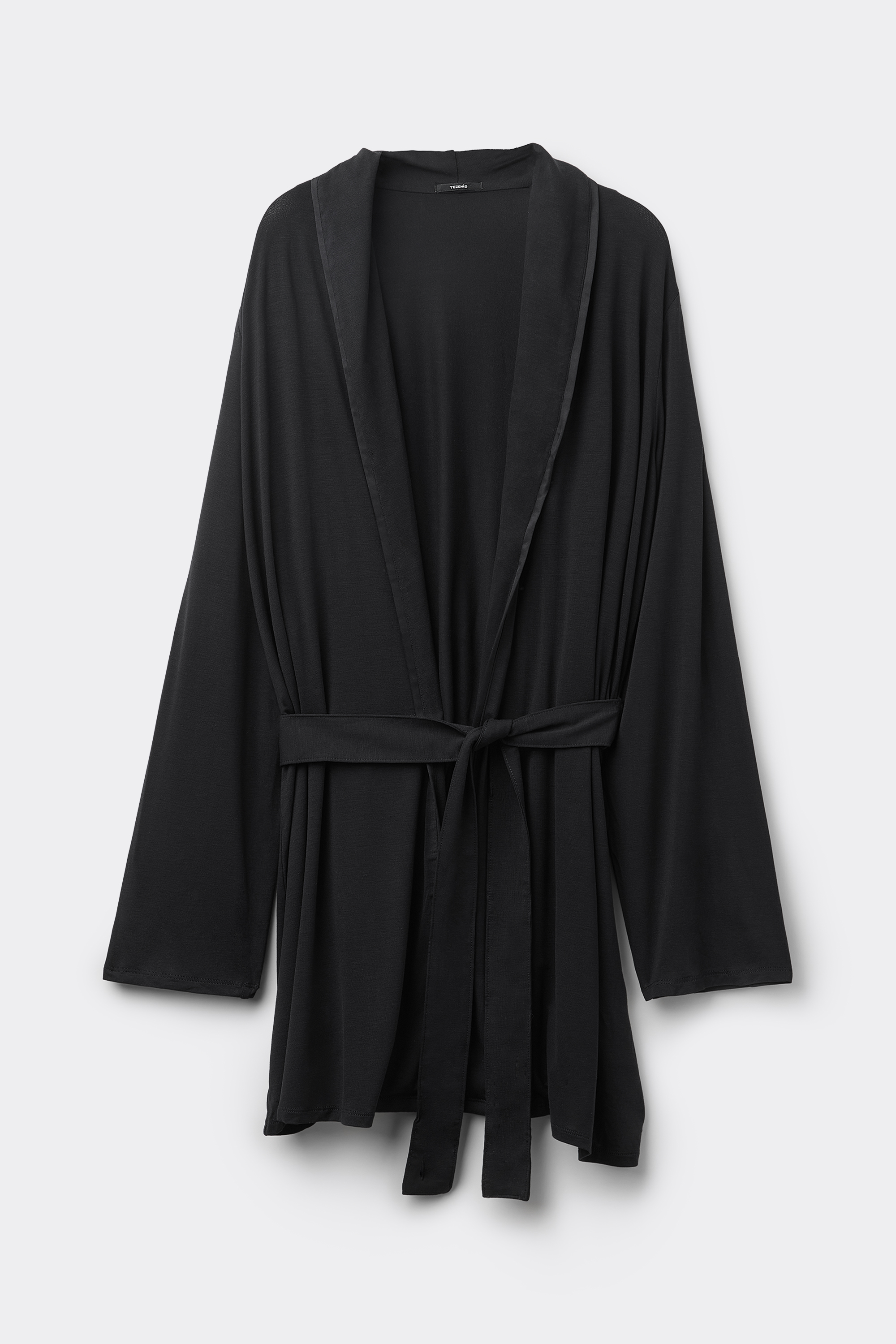 Long Sleeve Viscose Dressing Gown with Satin Trim